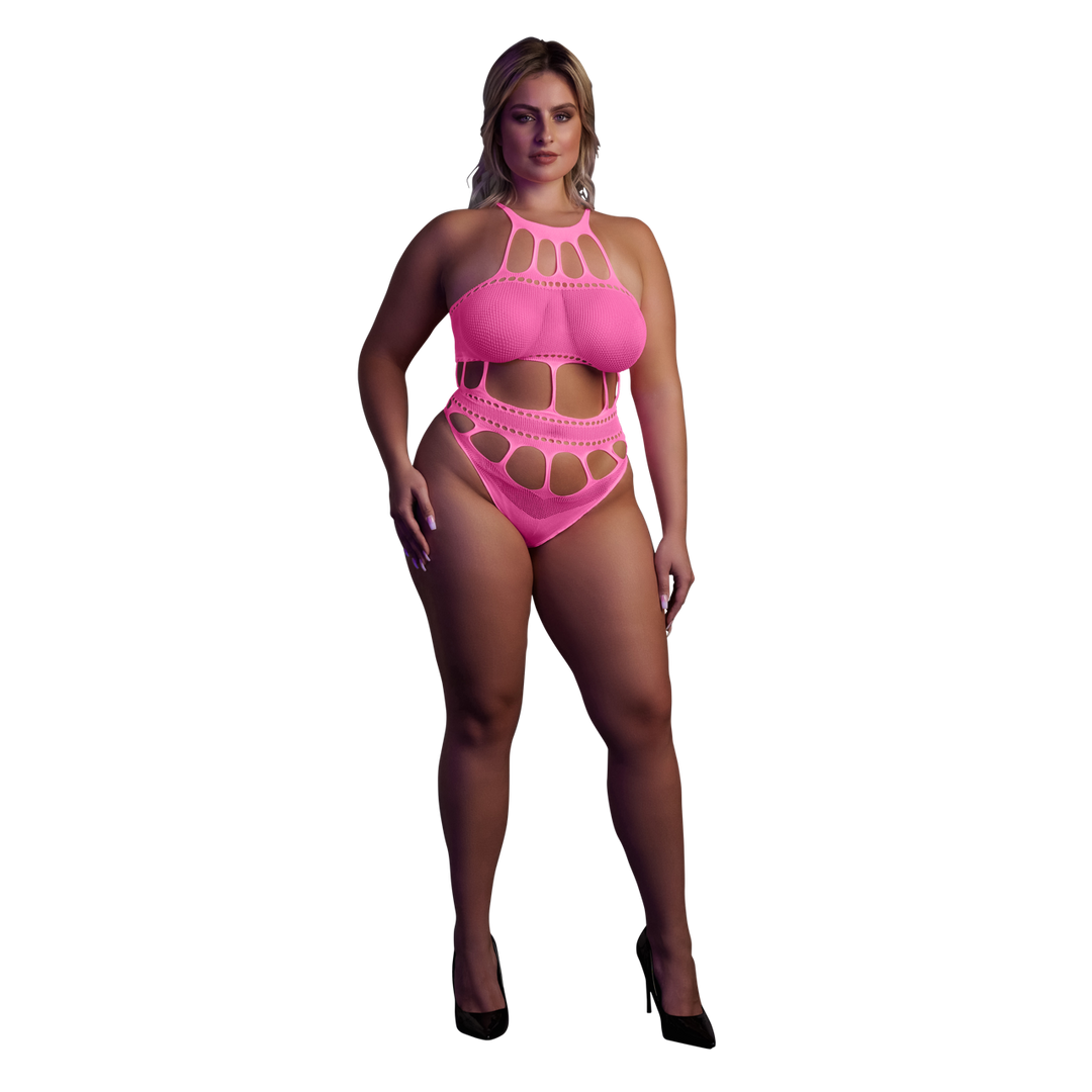 Body encolure grecque - Grande taille - Rose fluo