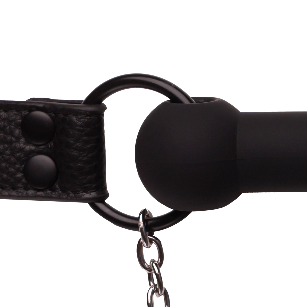 Bâillon mors en silicone avec pinces à tétons - Noir