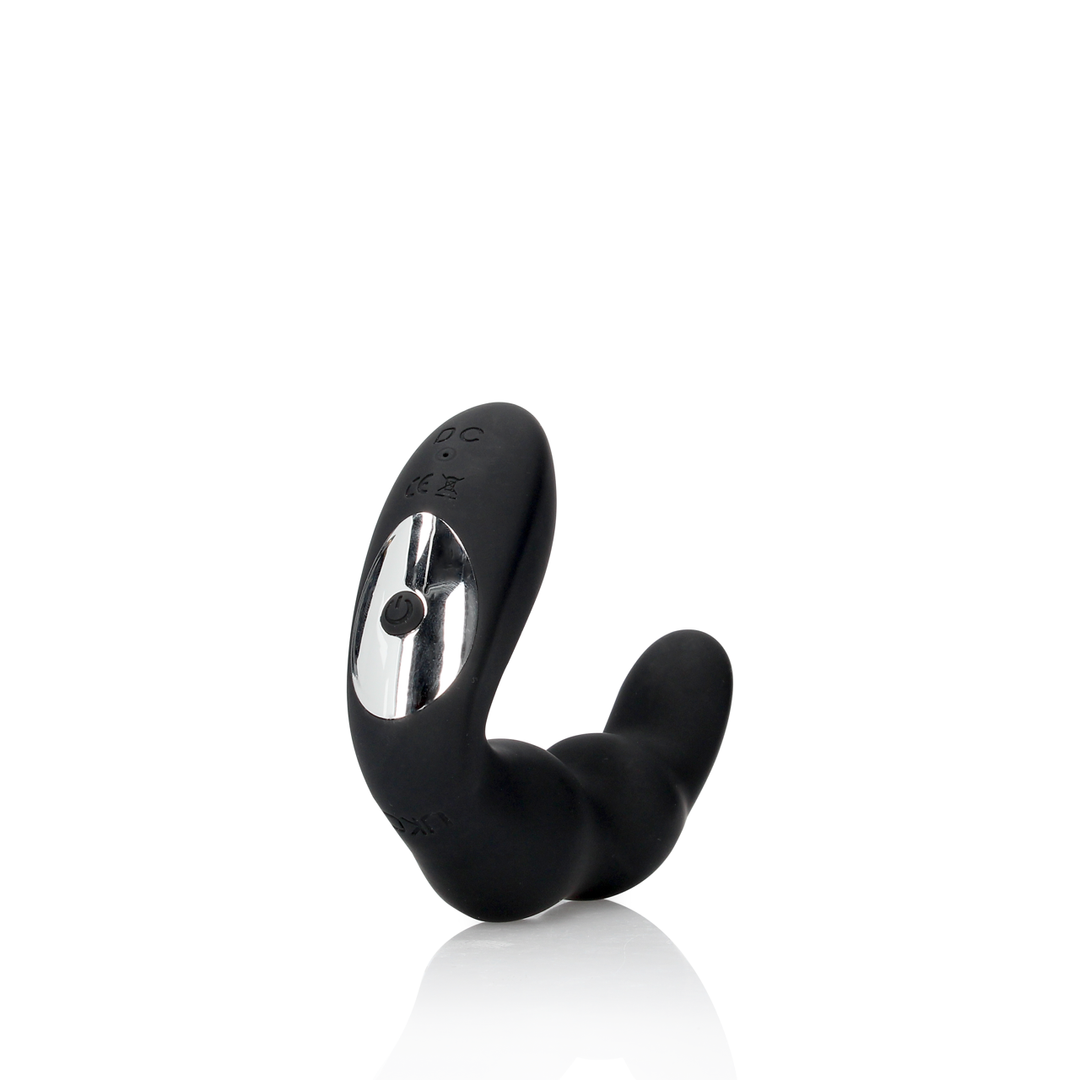 Masseur de prostate vibrant courbé avec télécommande - Noir