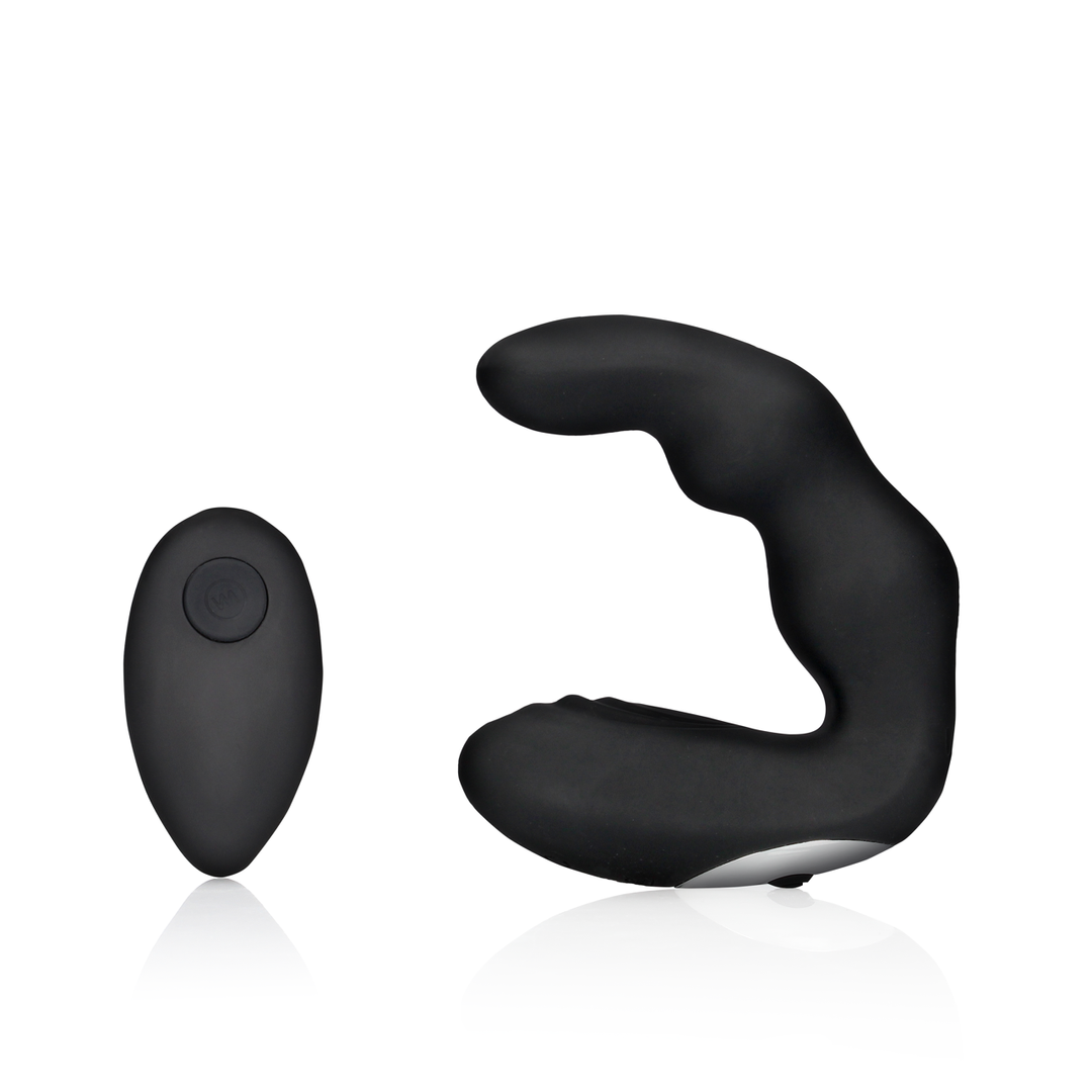 Masseur de prostate vibrant courbé avec télécommande - Noir