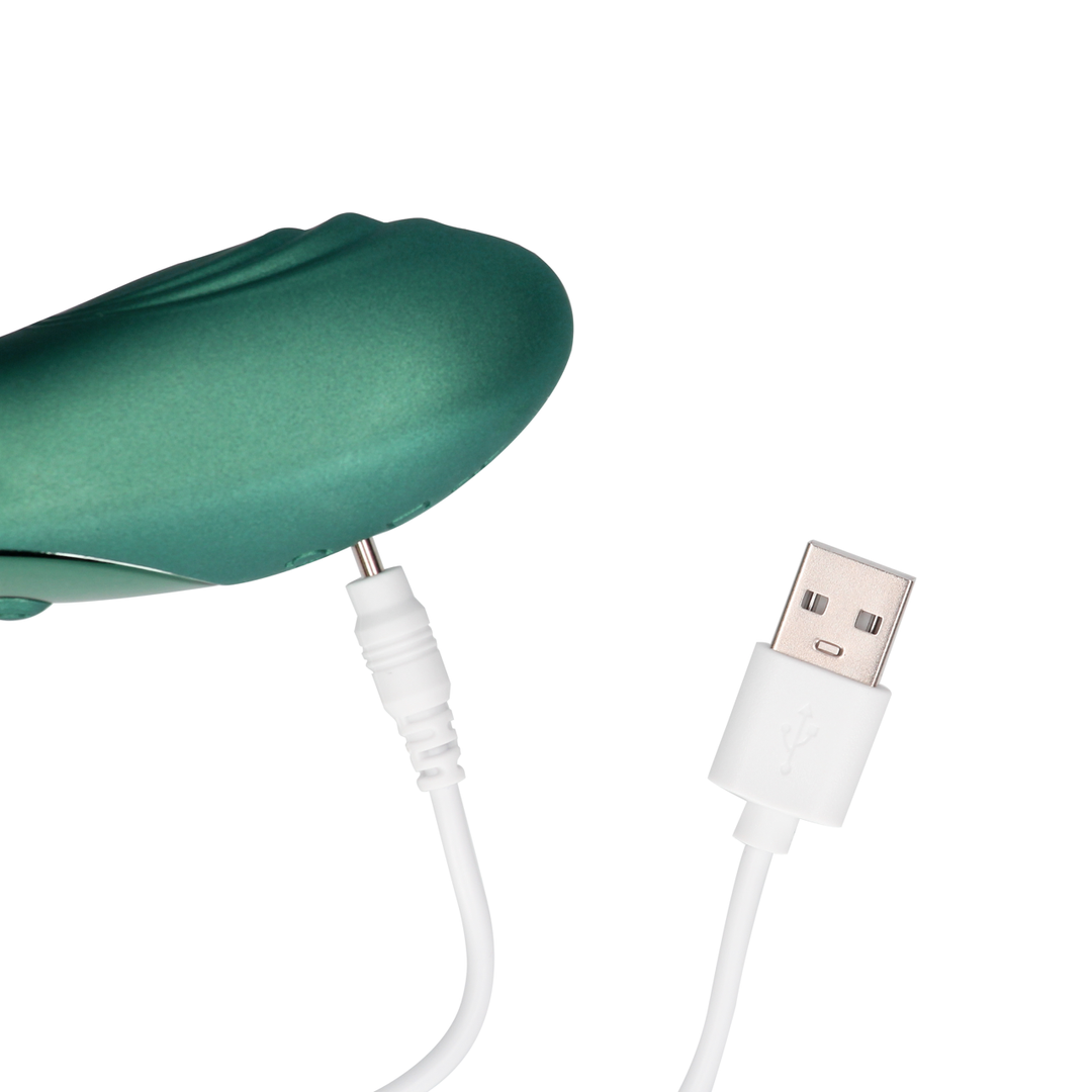 Masseur de prostate vibrant courbé avec télécommande - Vert métallisé