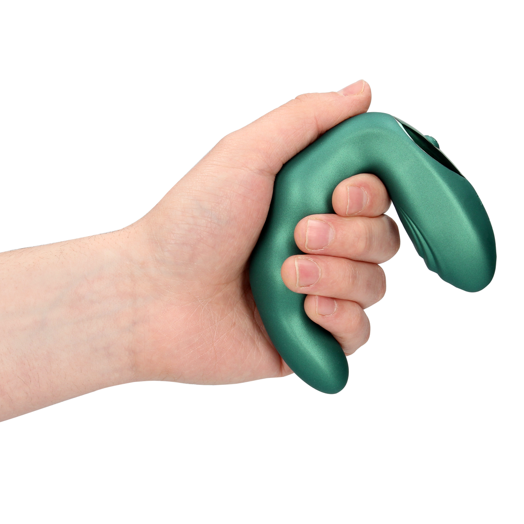 Masseur de prostate vibrant courbé avec télécommande - Vert métallisé