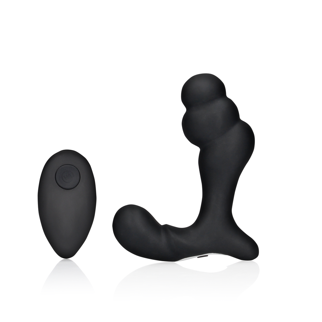 Masseur de prostate vibrant superposé avec télécommande - Noir