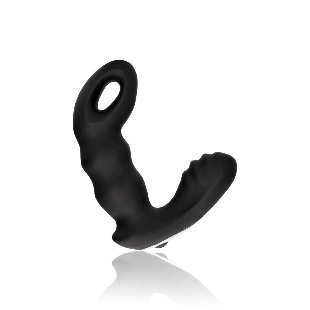 Masseur de prostate vibrant perlé avec télécommande - Noir