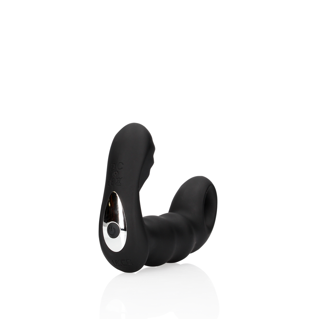 Masseur de prostate vibrant perlé avec télécommande - Noir