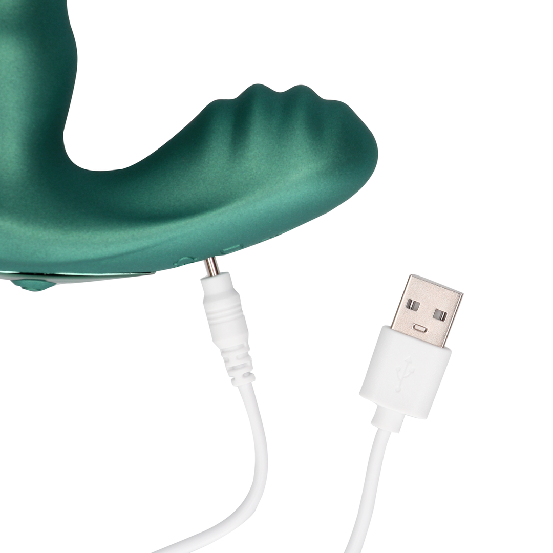 Masseur de prostate vibrant à perles avec télécommande - Vert métallique