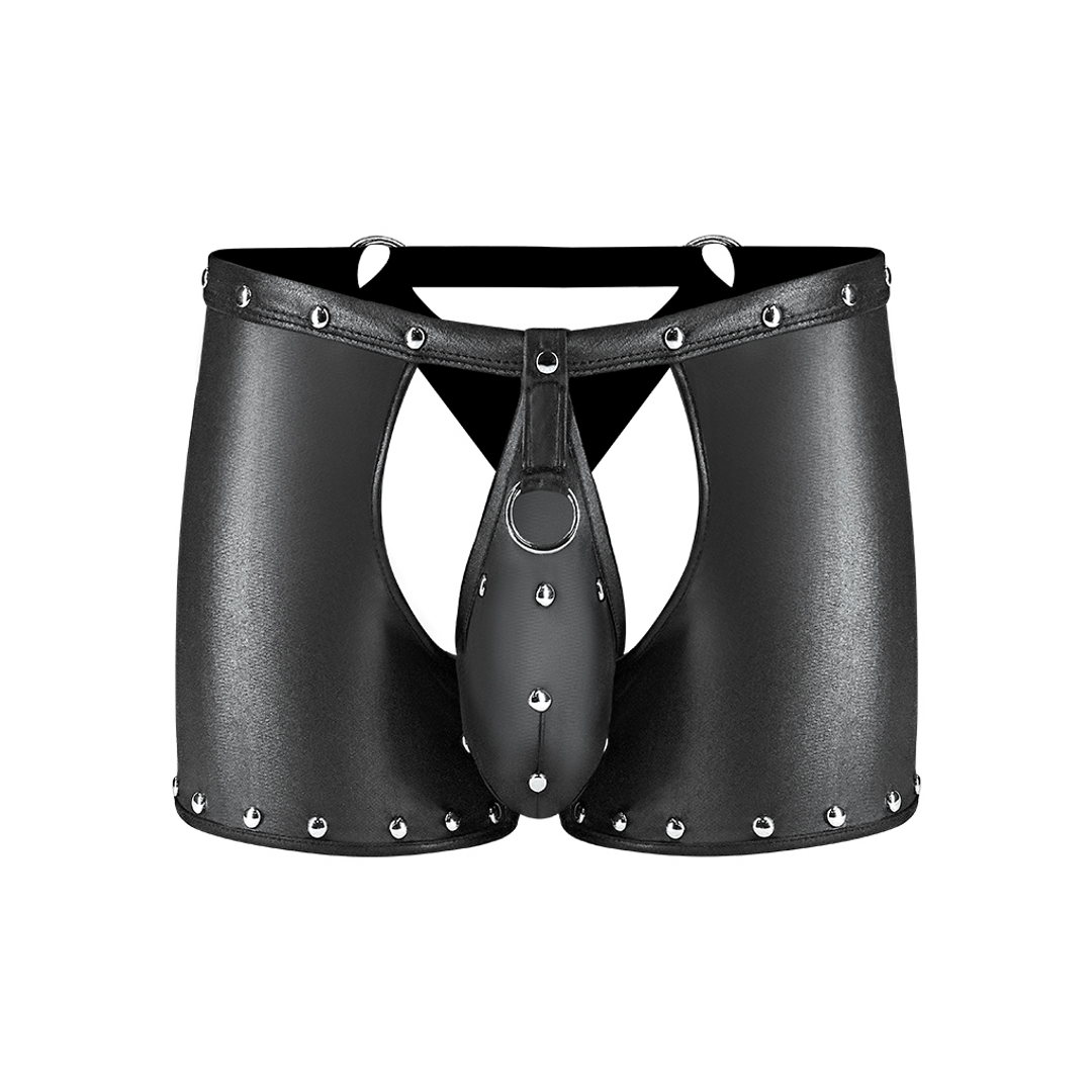 Poseidon - Short avec entrejambe et dos ouverts avec string détachable - L/XL - Noir