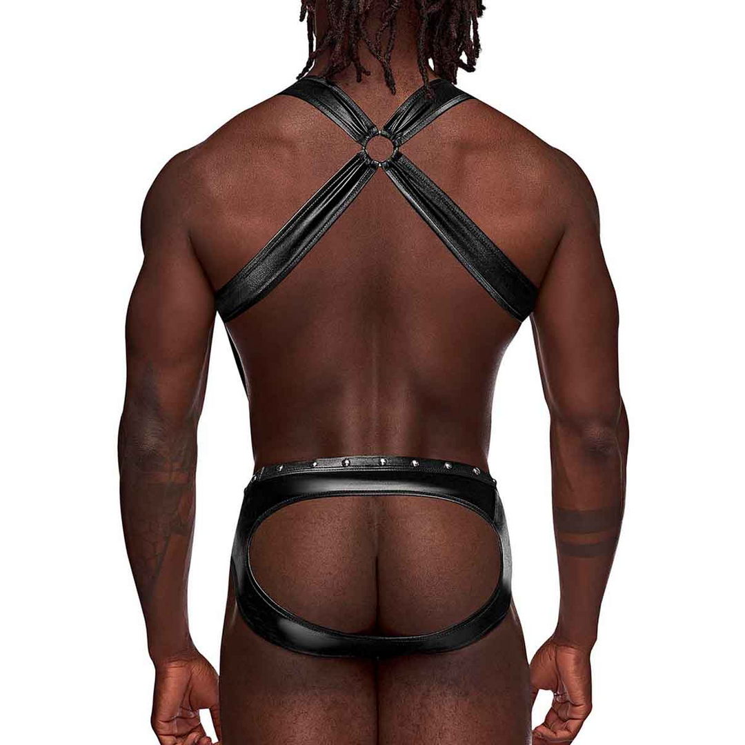 Uranus - Jockstrap ouvert derrière style harnais avec bretelles - L/XL - Noir