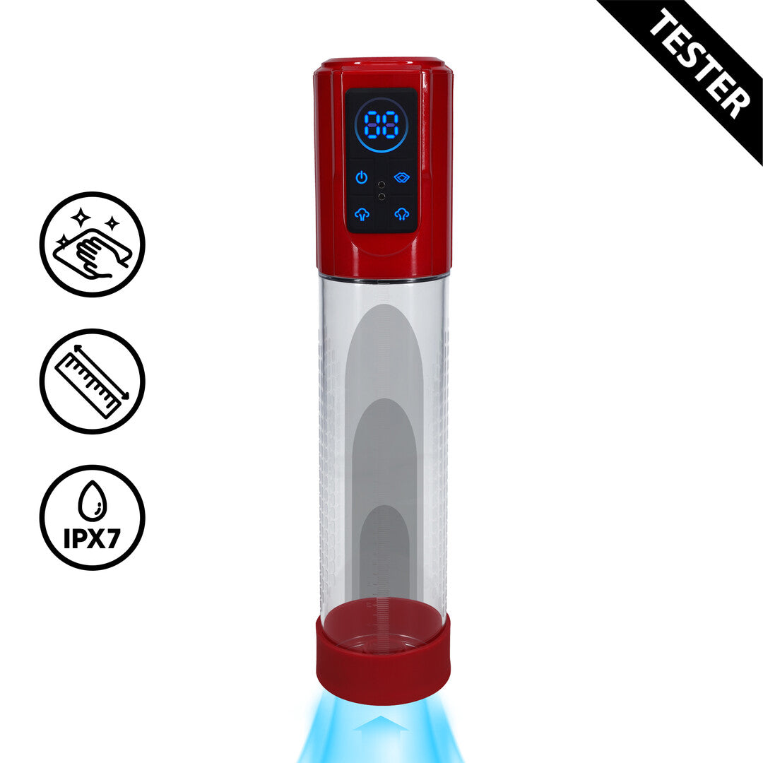 MegaLift - Pompe à pénis automatique étanche - Rouge métallique - Testeur