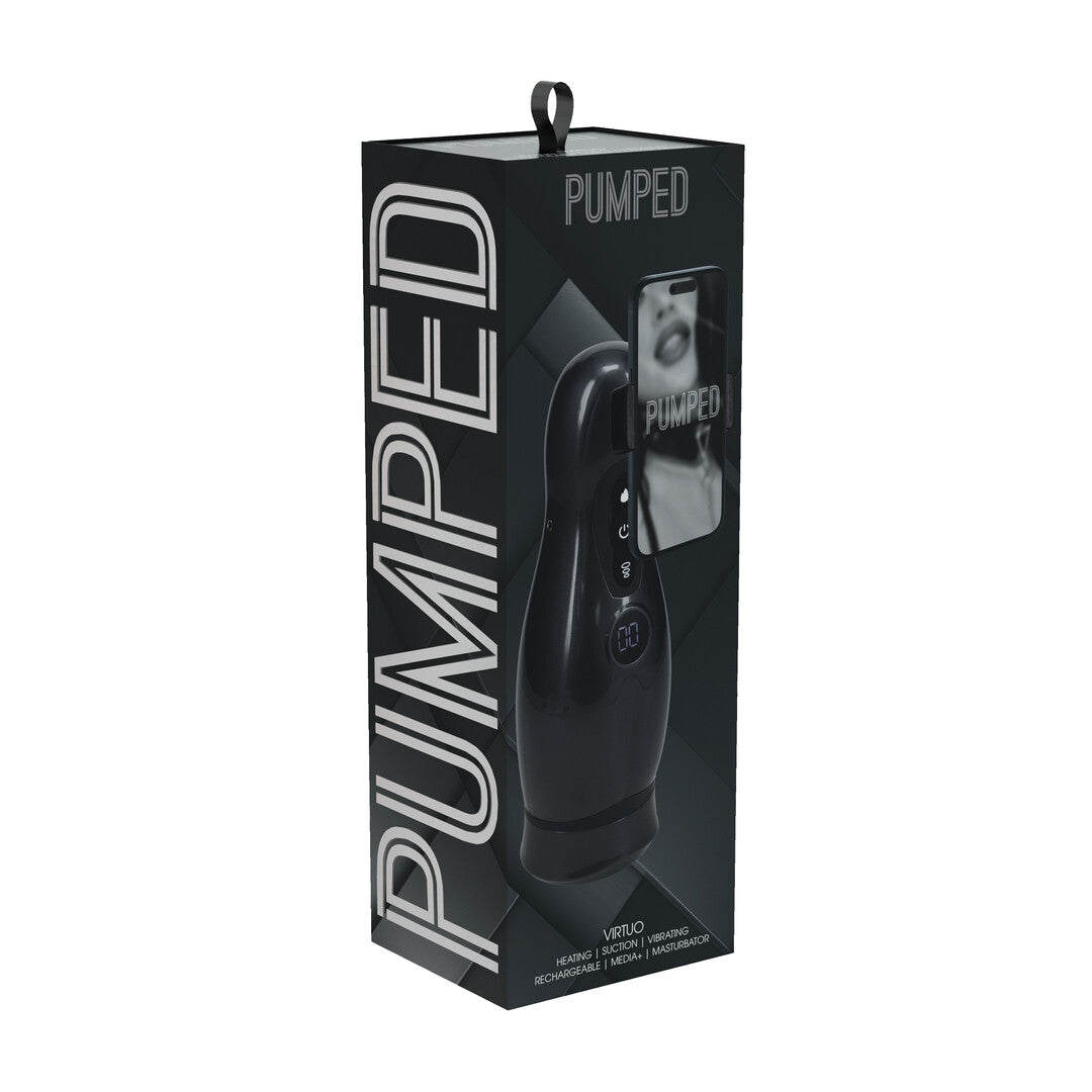 Virtuo - Suction and Vibration Masturbator Pump with Phone Attachment - Gun Metal