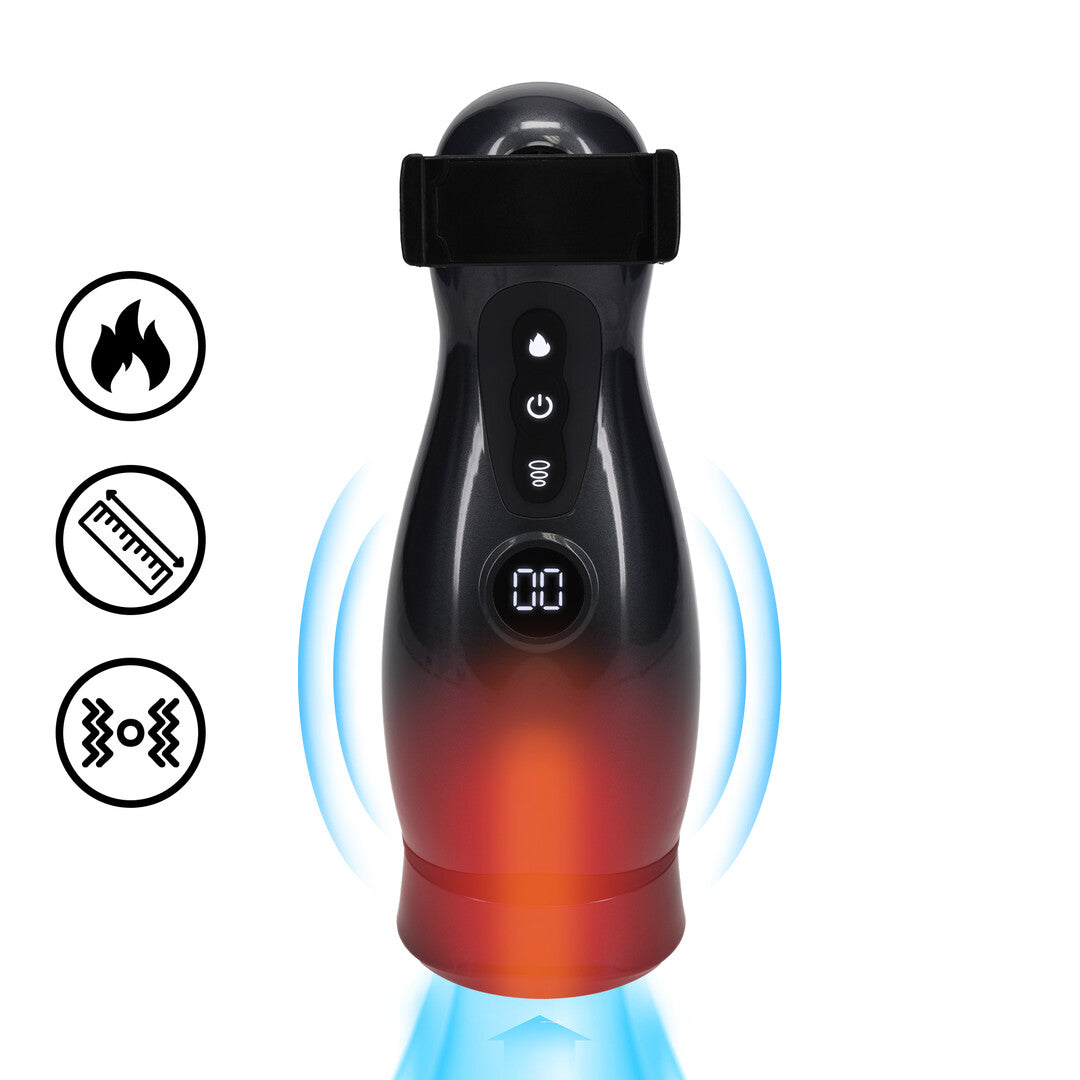 Virtuo - Suction and Vibration Masturbator Pump with Phone Attachment - Gun Metal