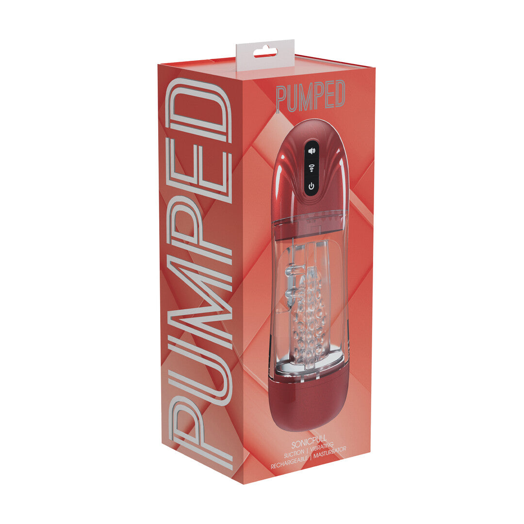 SonicPull - Pompe Masturbateur par Aspiration et Vibration - Multimédia Amélioré - Rouge Métallisé