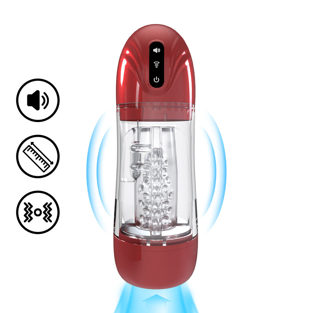 SonicPull - Pompe Masturbateur par Aspiration et Vibration - Multimédia Amélioré - Rouge Métallisé