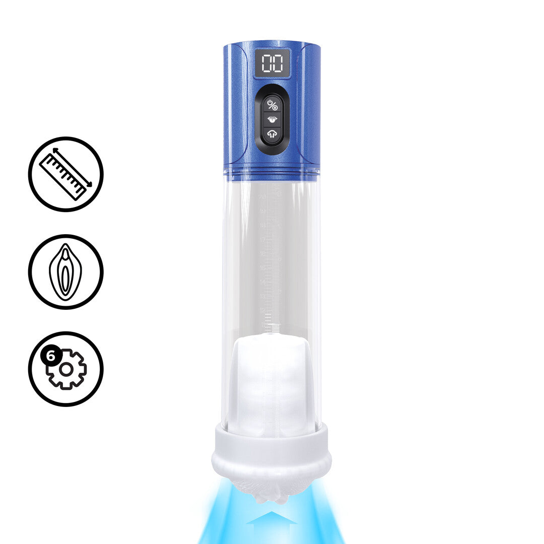 MaxLift - 6 Function Suction Masturbator Pump - Metallic Blue