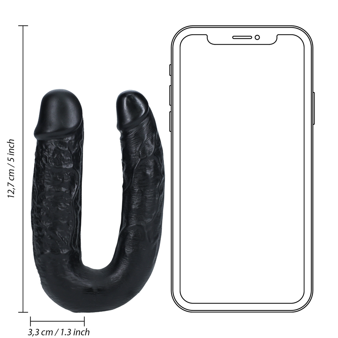 U Shaped Double Dildo 5 inch - Black