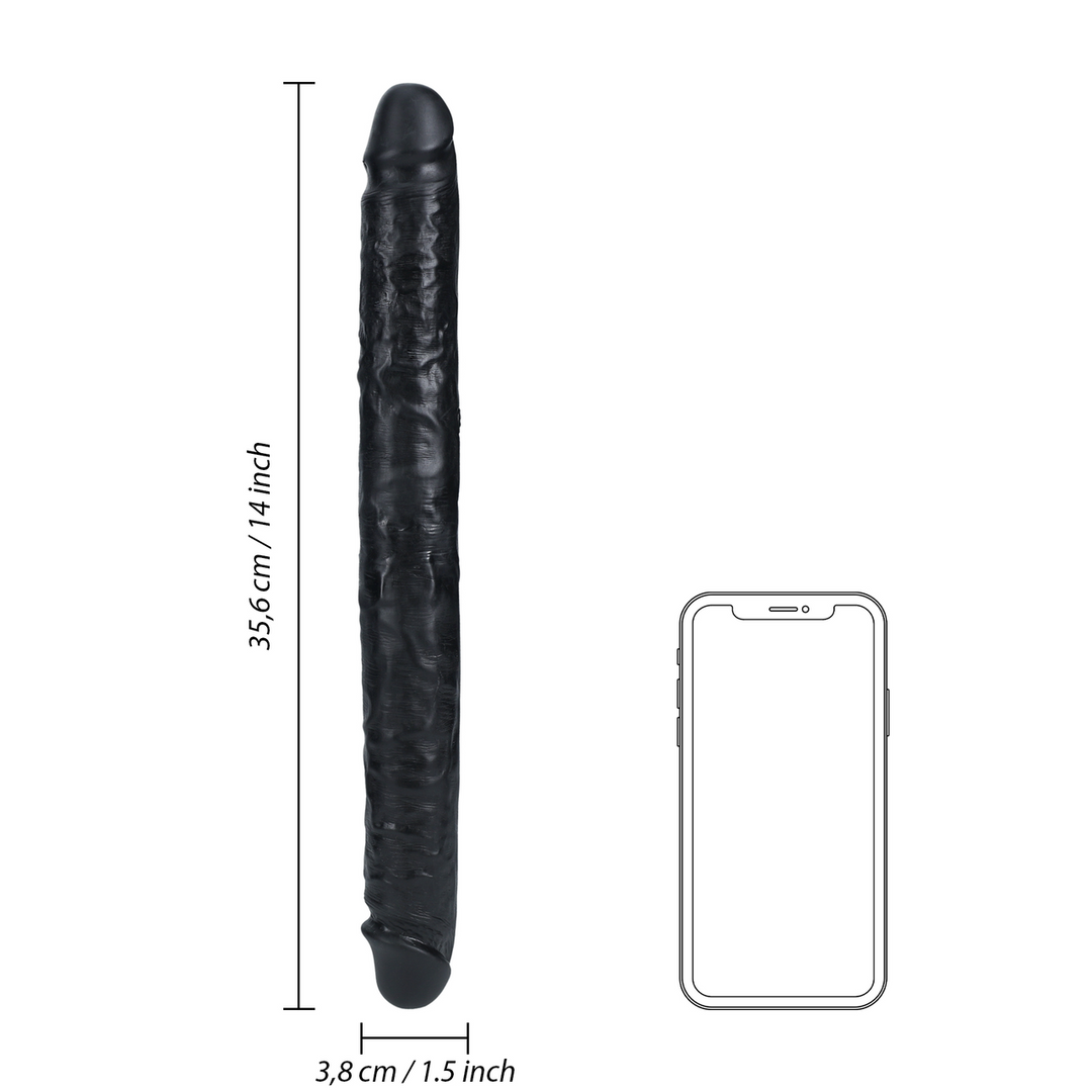 Slim Double Ended Dong 14 / 35,6 cm - Noir