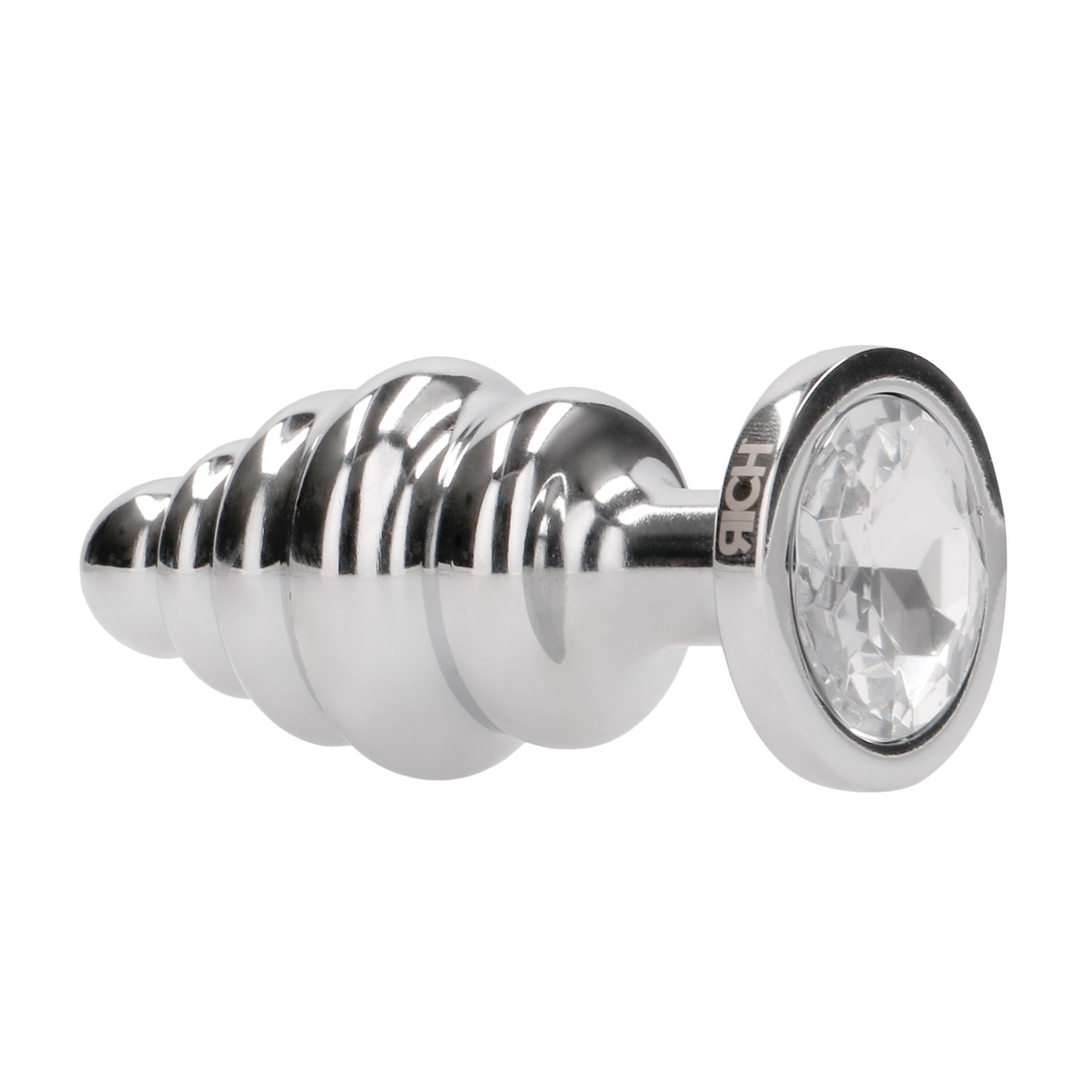 Ribbed Diamond Plug - 2.8 / 7 cm - Silver