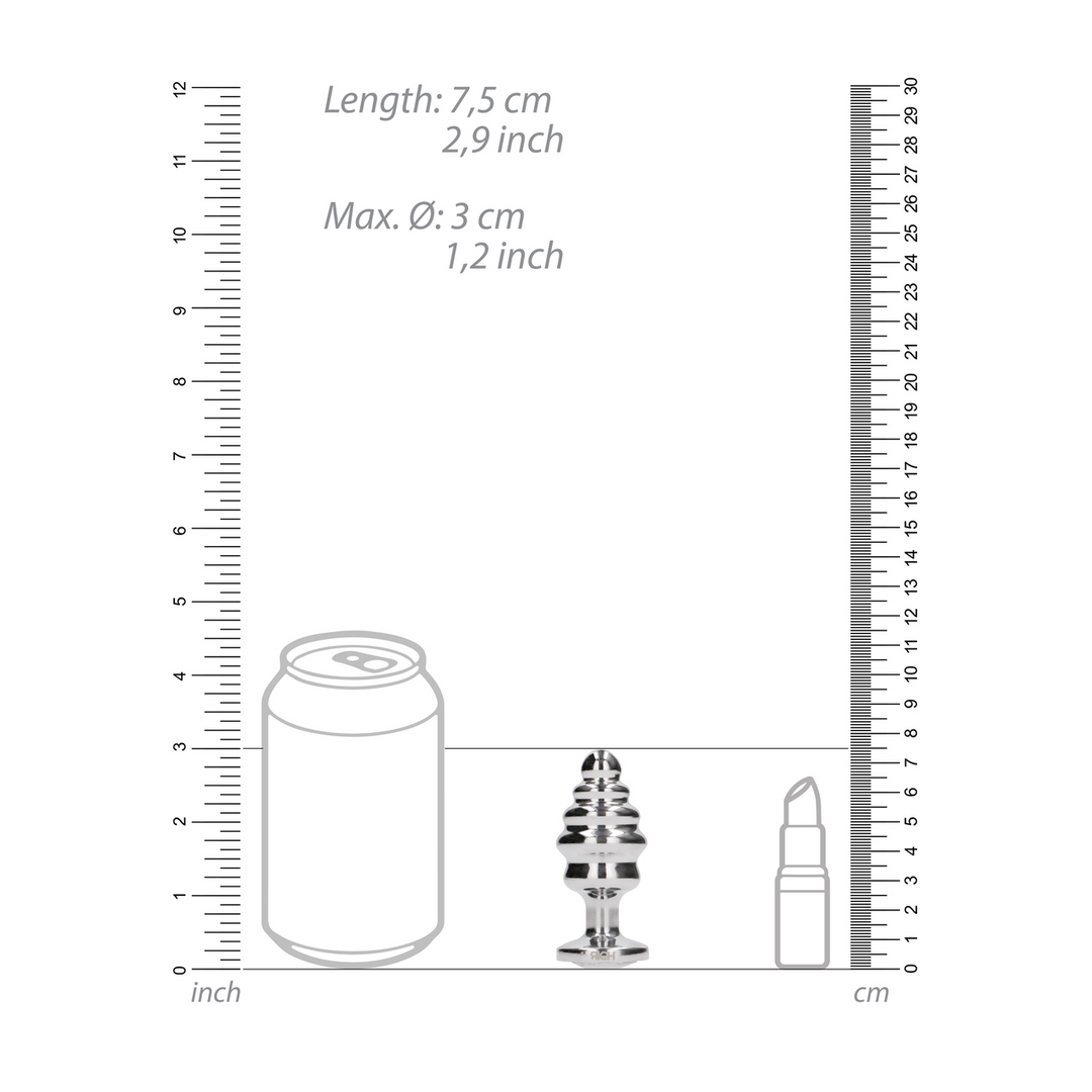 Ribbed Diamond Plug - 2.8 / 7 cm - Silver