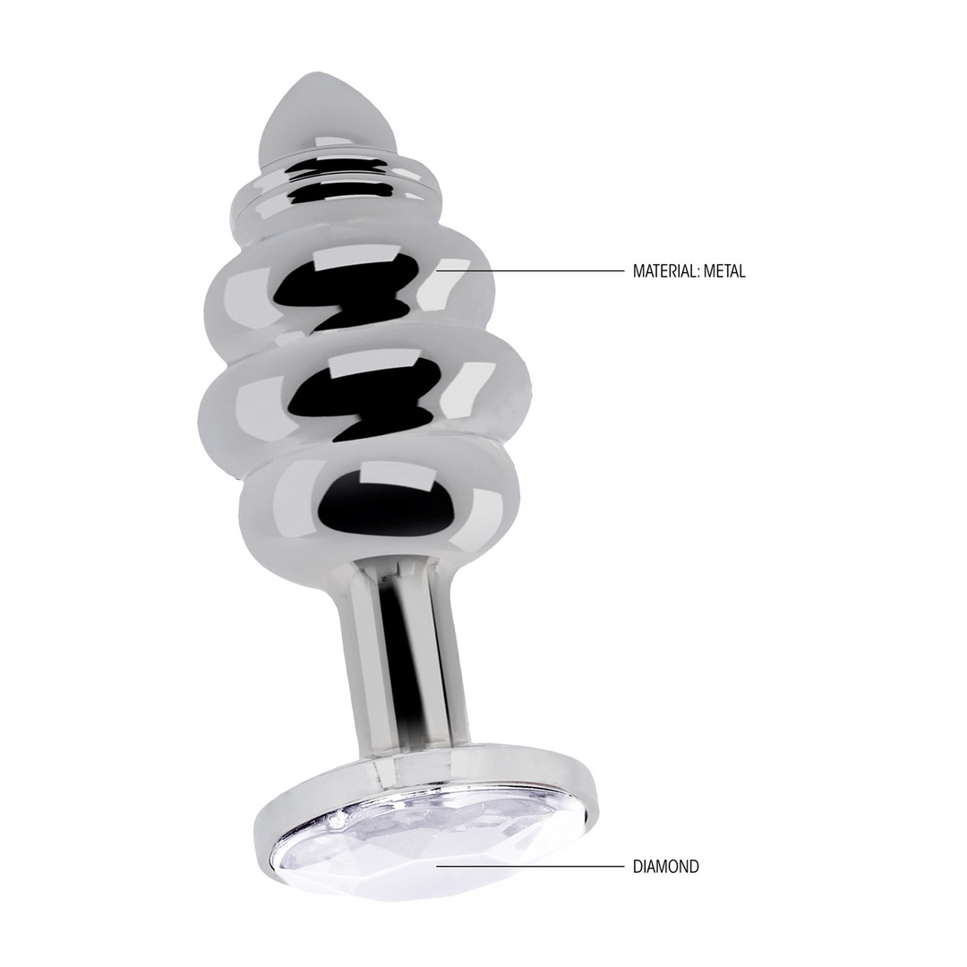 Ribbed Diamond Plug - 2.8 / 7 cm - Silver