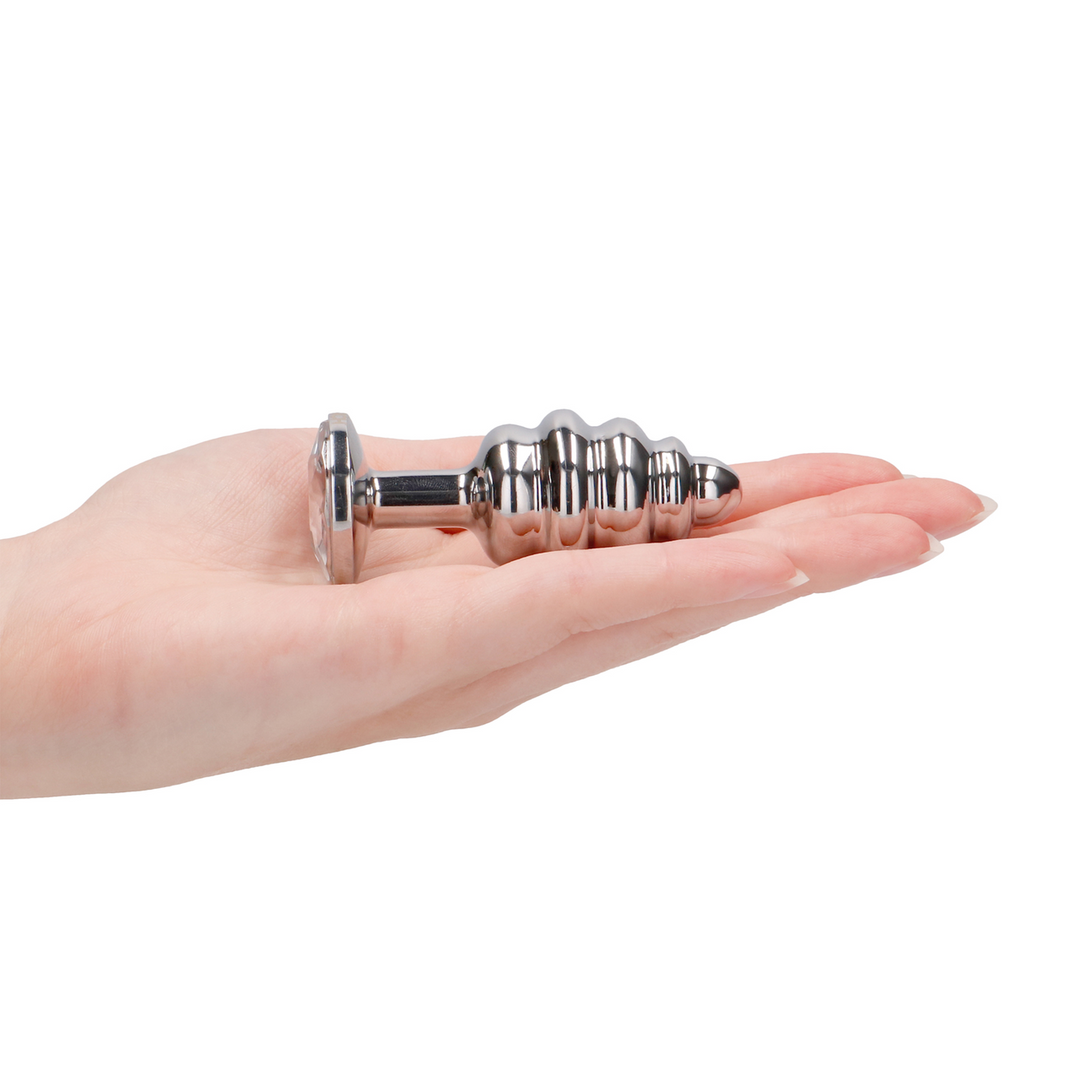 Ribbed Diamond Plug - 2.8 / 7 cm - Silver