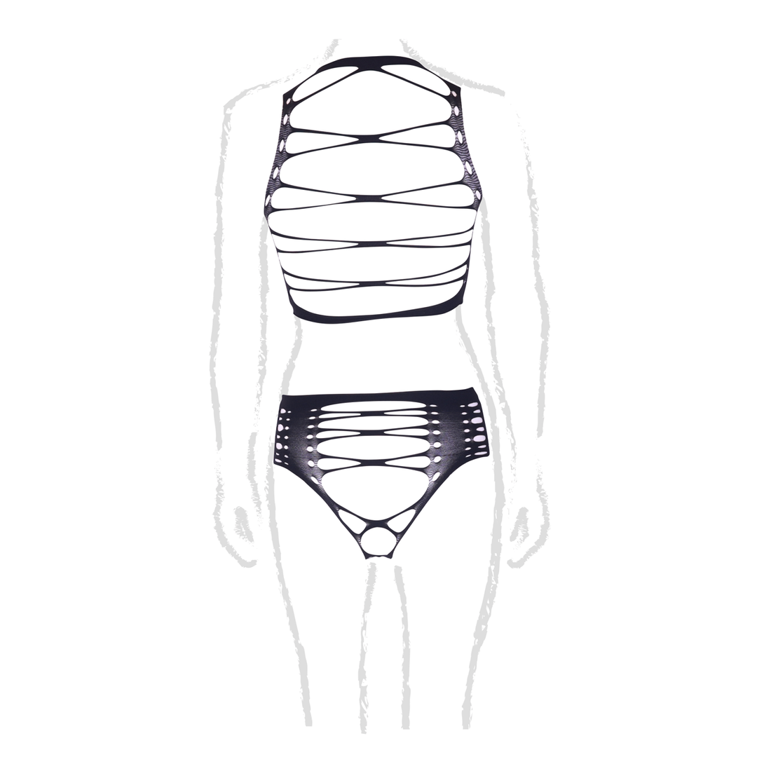 Helike XLV - Ensemble deux pièces avec bonnets ouverts, crop top et culotte - Grande taille
