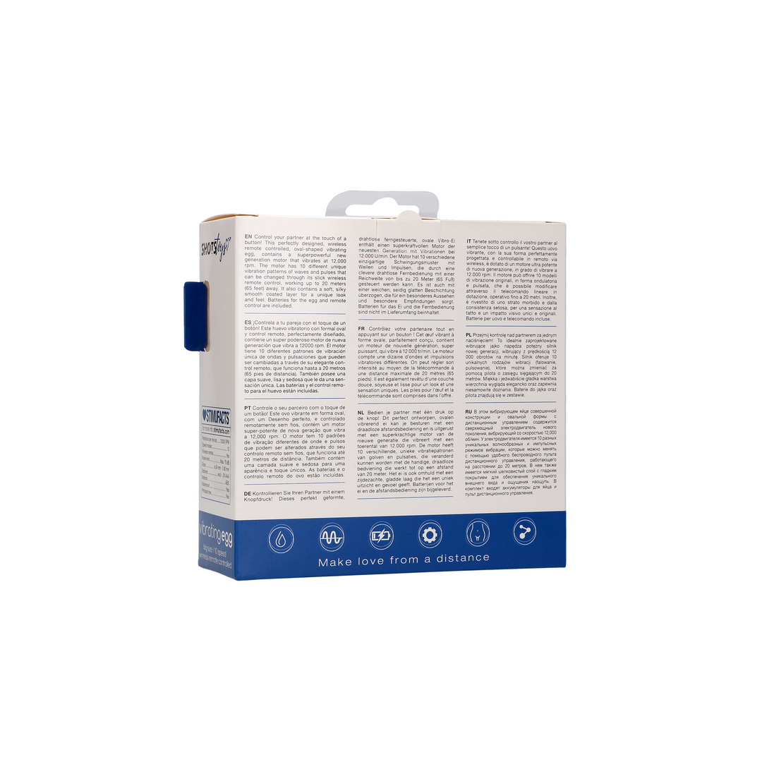 Œuf vibrant 10 vitesses avec télécommande - L - Bleu