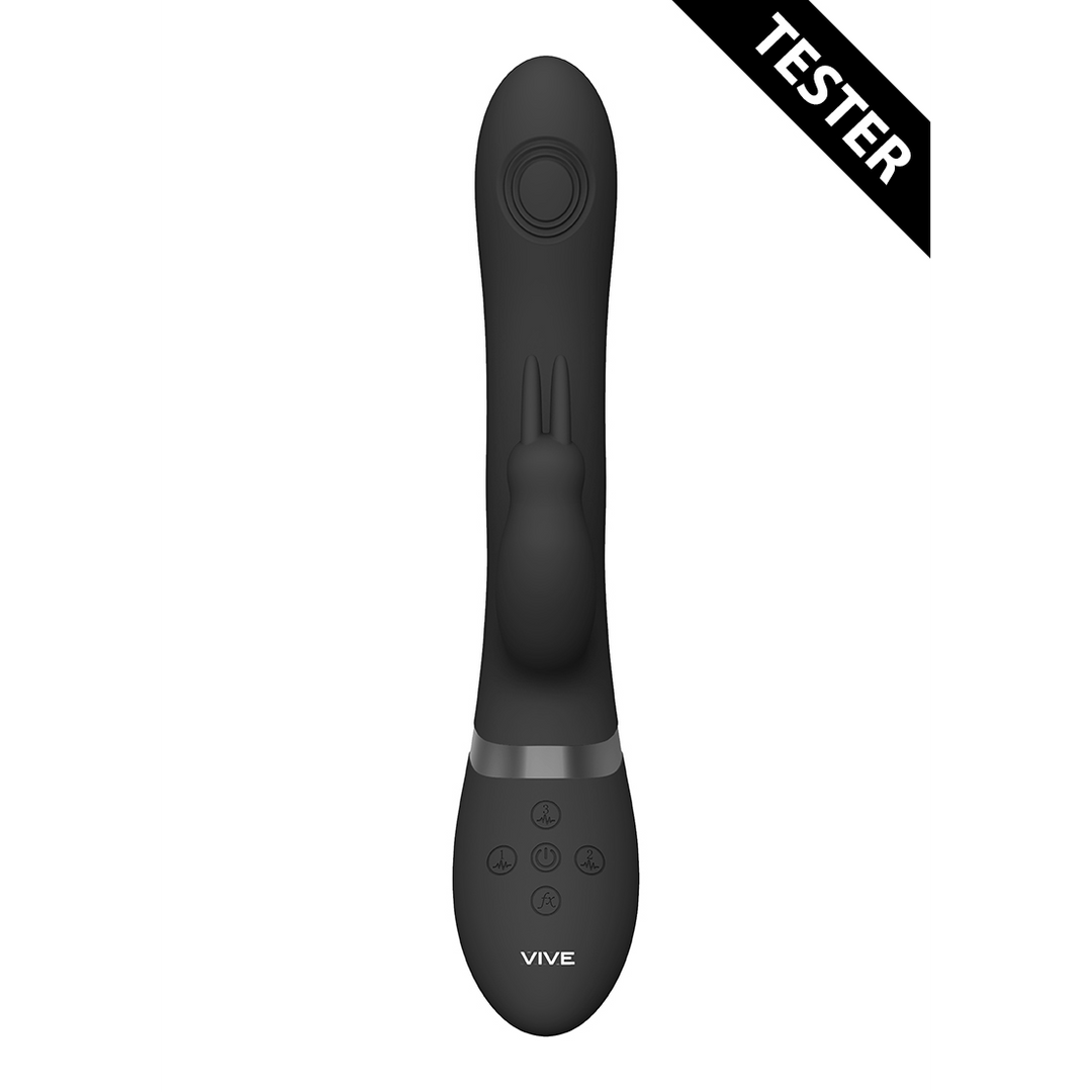 Rini - Pulse Wave  Vibrating Double Penetration Rabbit - Black - Tester