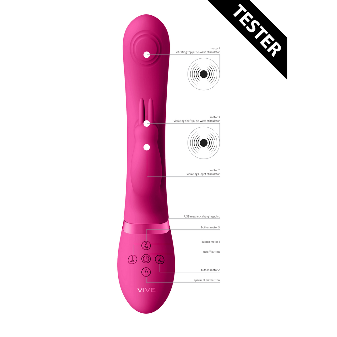 May - Dual Pulse-Wave  Vibrating C-spot  G-Spot Rabbit - Pink - Tester
