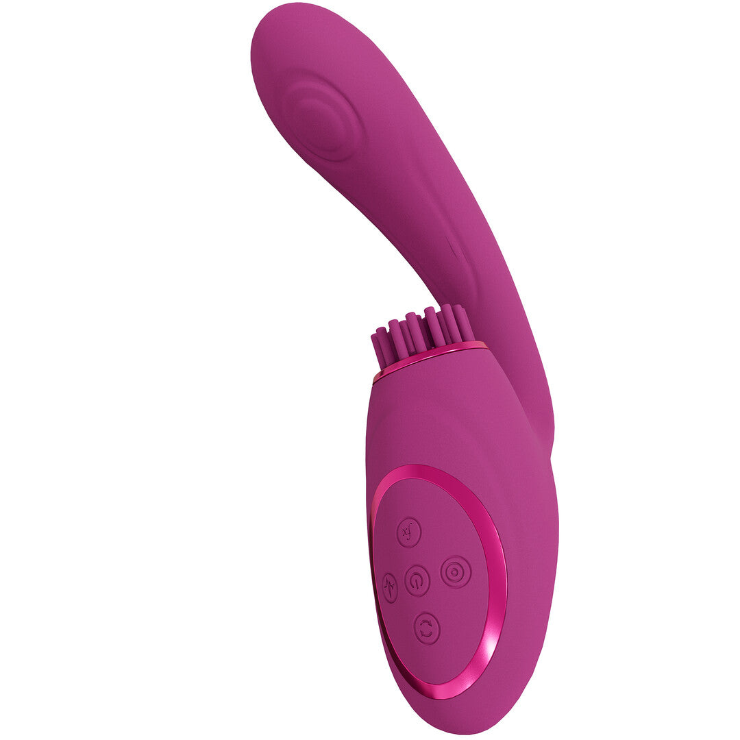 Gén - Triple Vibrateur G-Spot avec Ondes Pulsées et Poils Vibrants - Rose