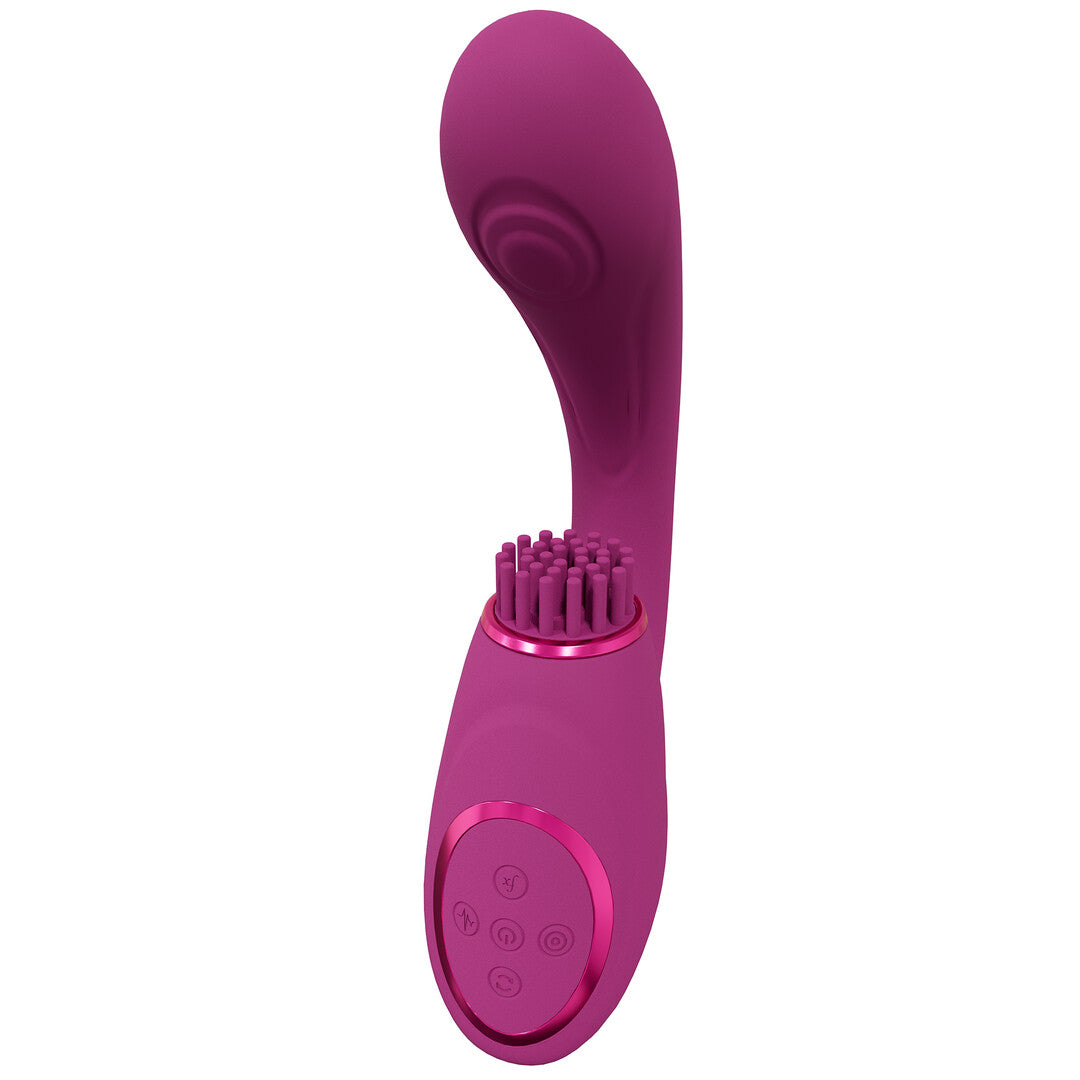 Gén - Triple Vibrateur G-Spot avec Ondes Pulsées et Poils Vibrants - Rose