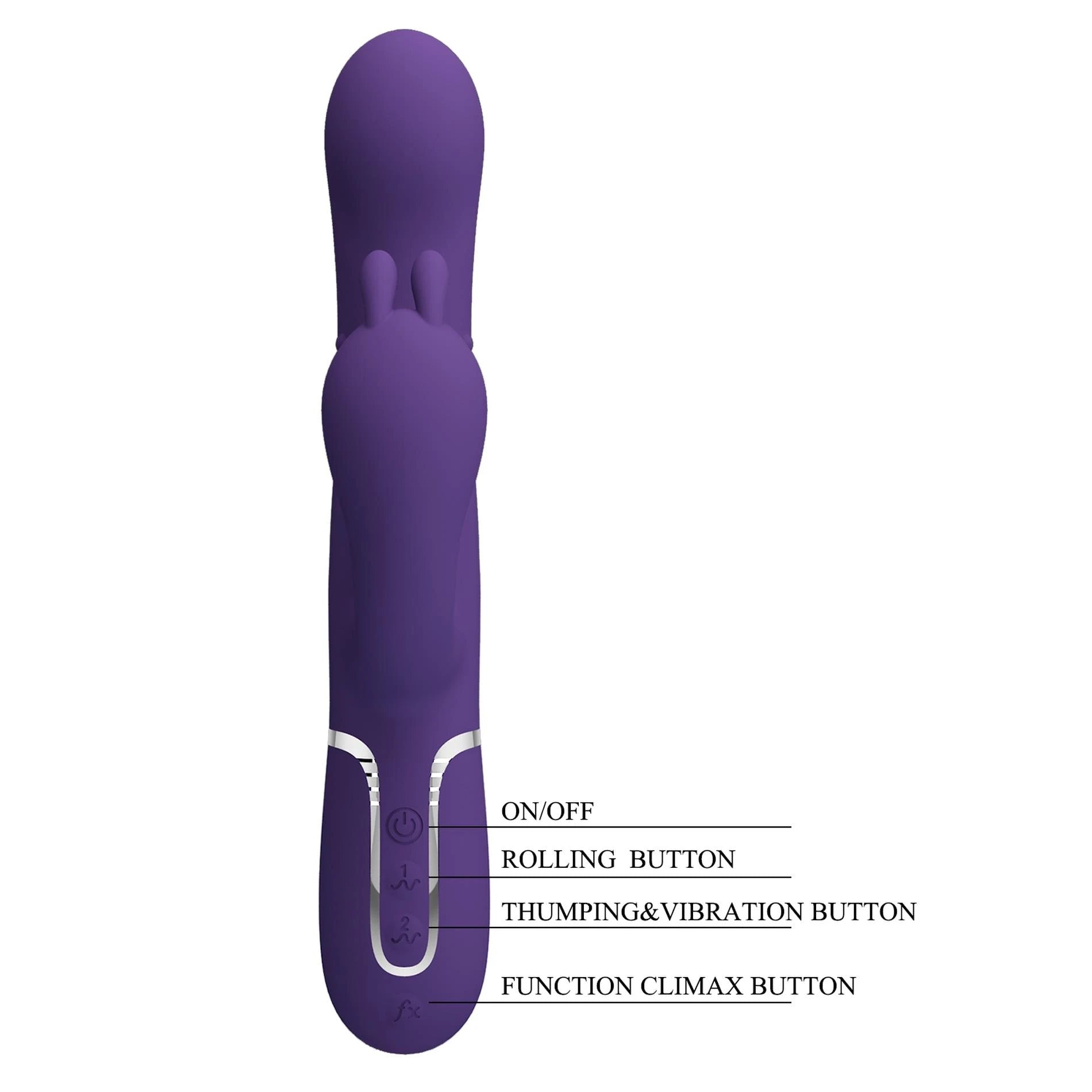 PRETTY LOVE - Cammy Violet Foncé, Douceur Scintillante, 7 fonctions de pulsation 7 fonctions de vibration 4 fonctions de roulement