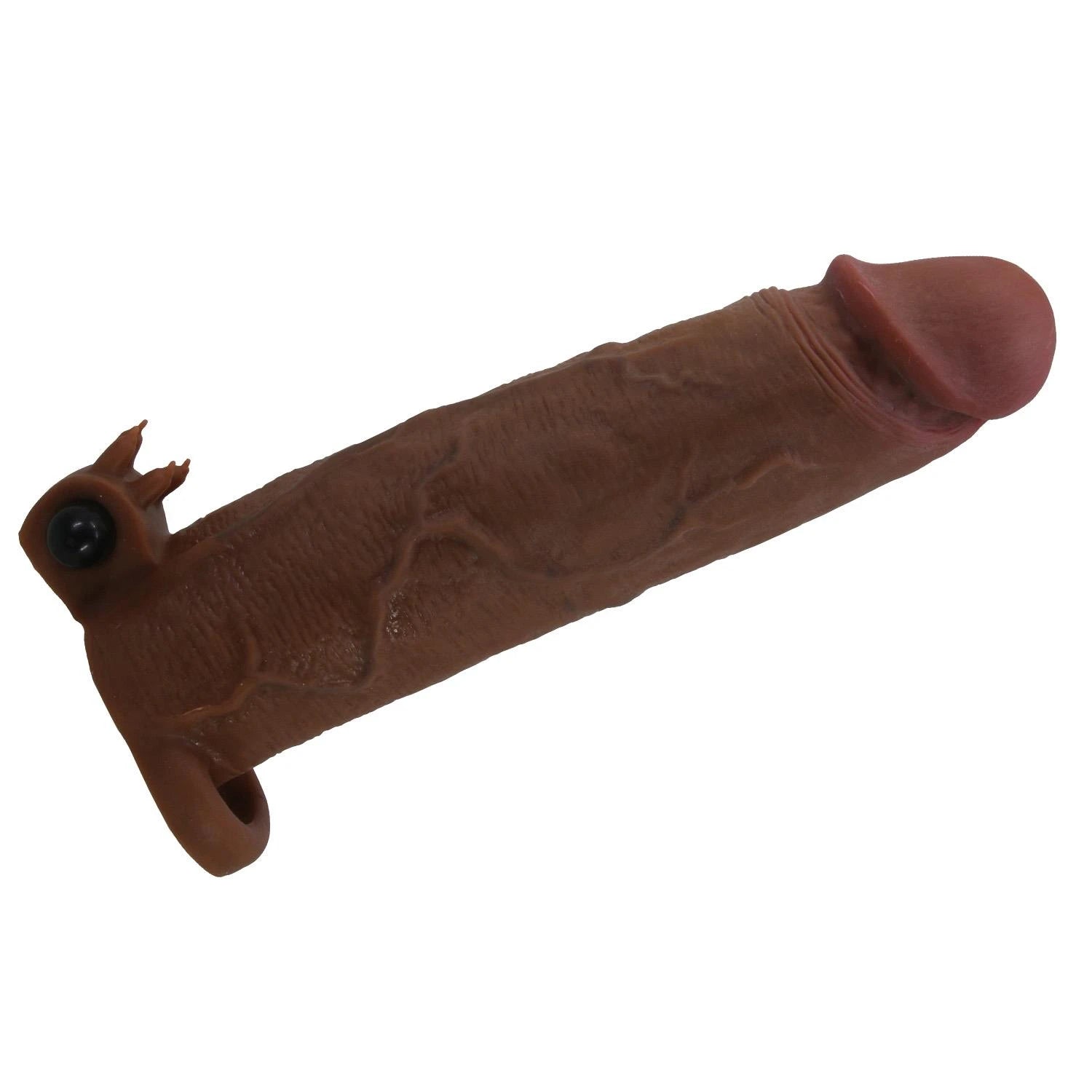 Pretty Love Xerxes – 22 cm Vibrating Penis Sleeve, Dark Brown