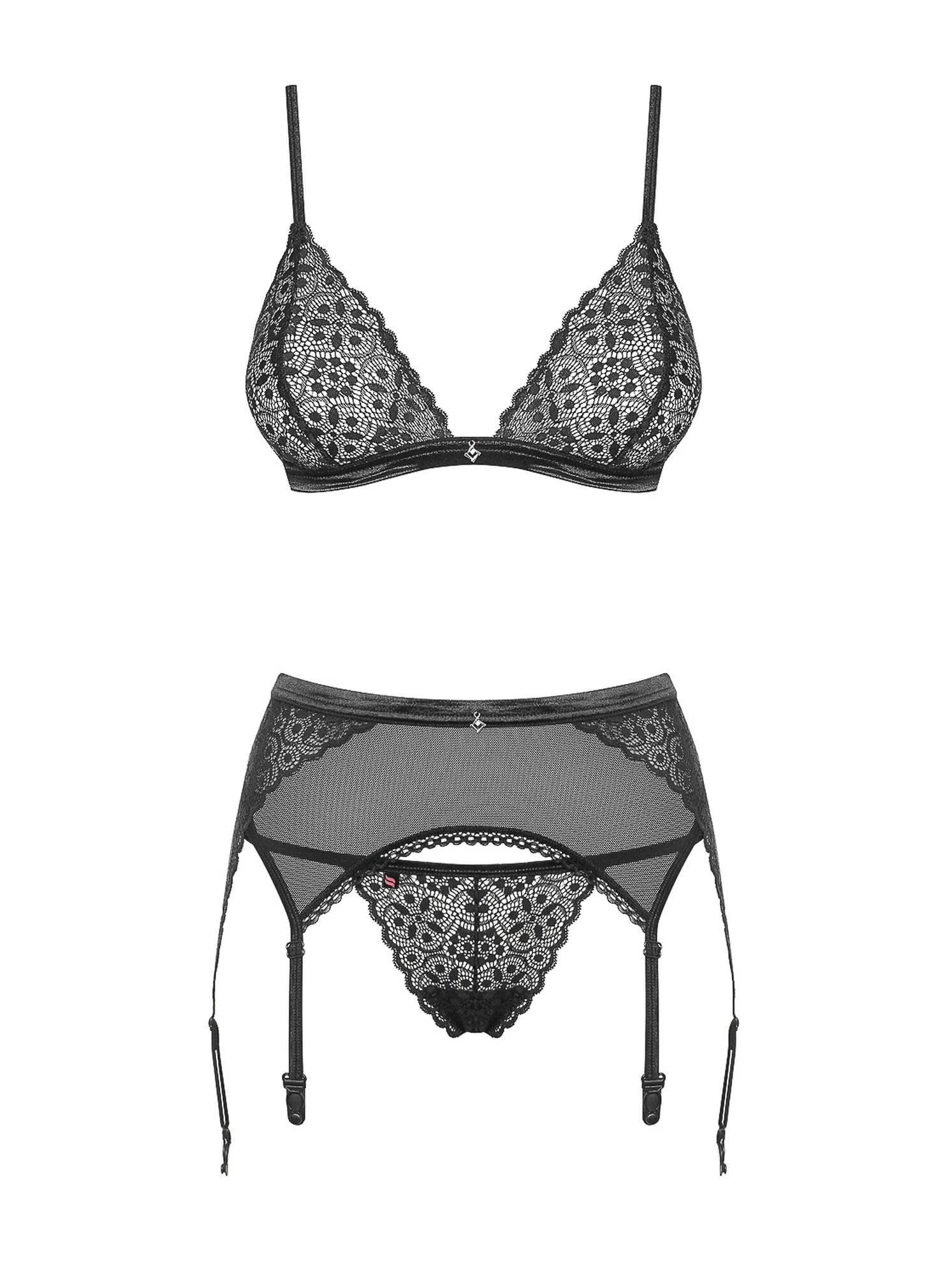 Bielizna-Shibu ensemble 3 pièces noir S/M