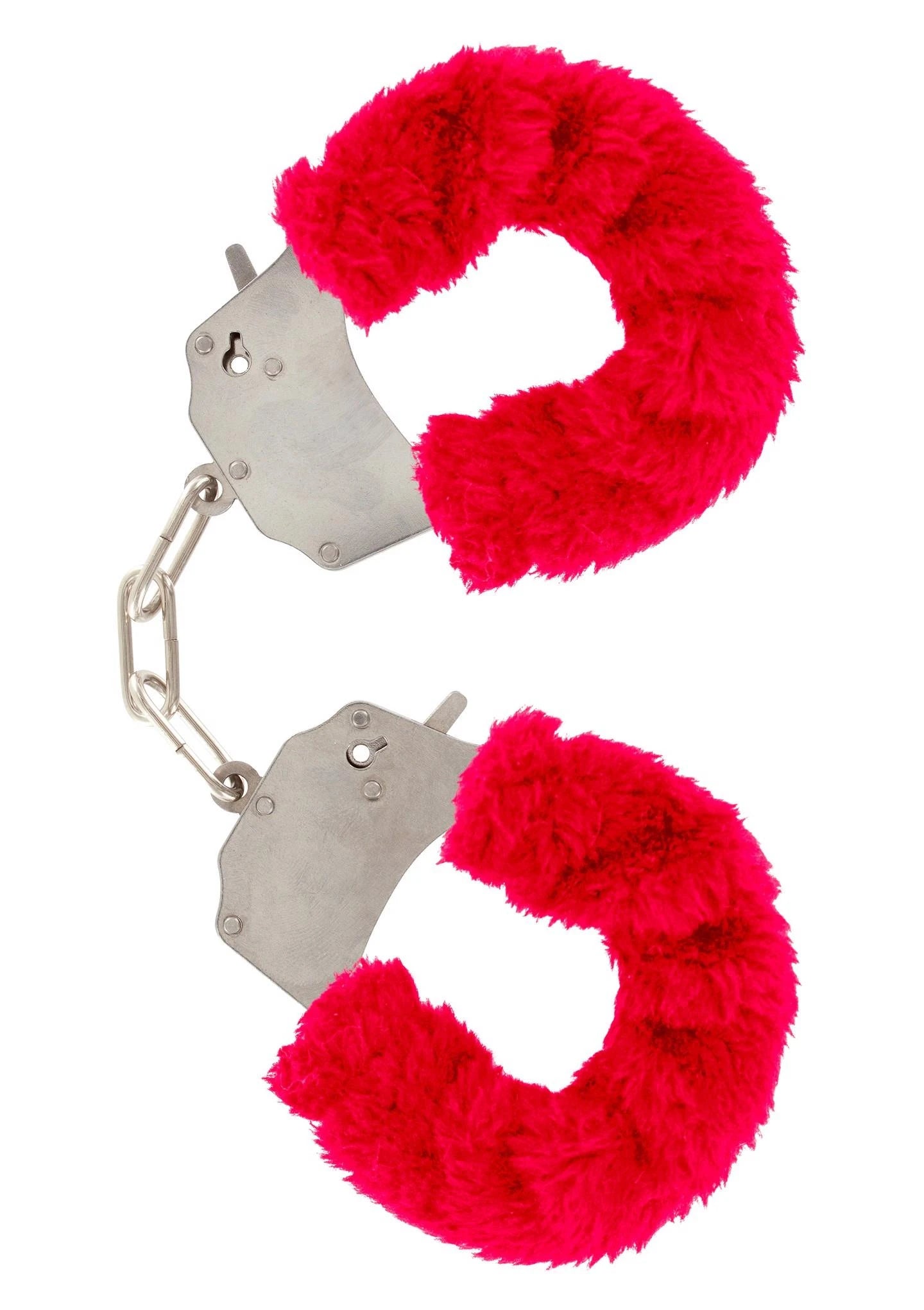 Menottes amusantes en fausse fourrure rouges