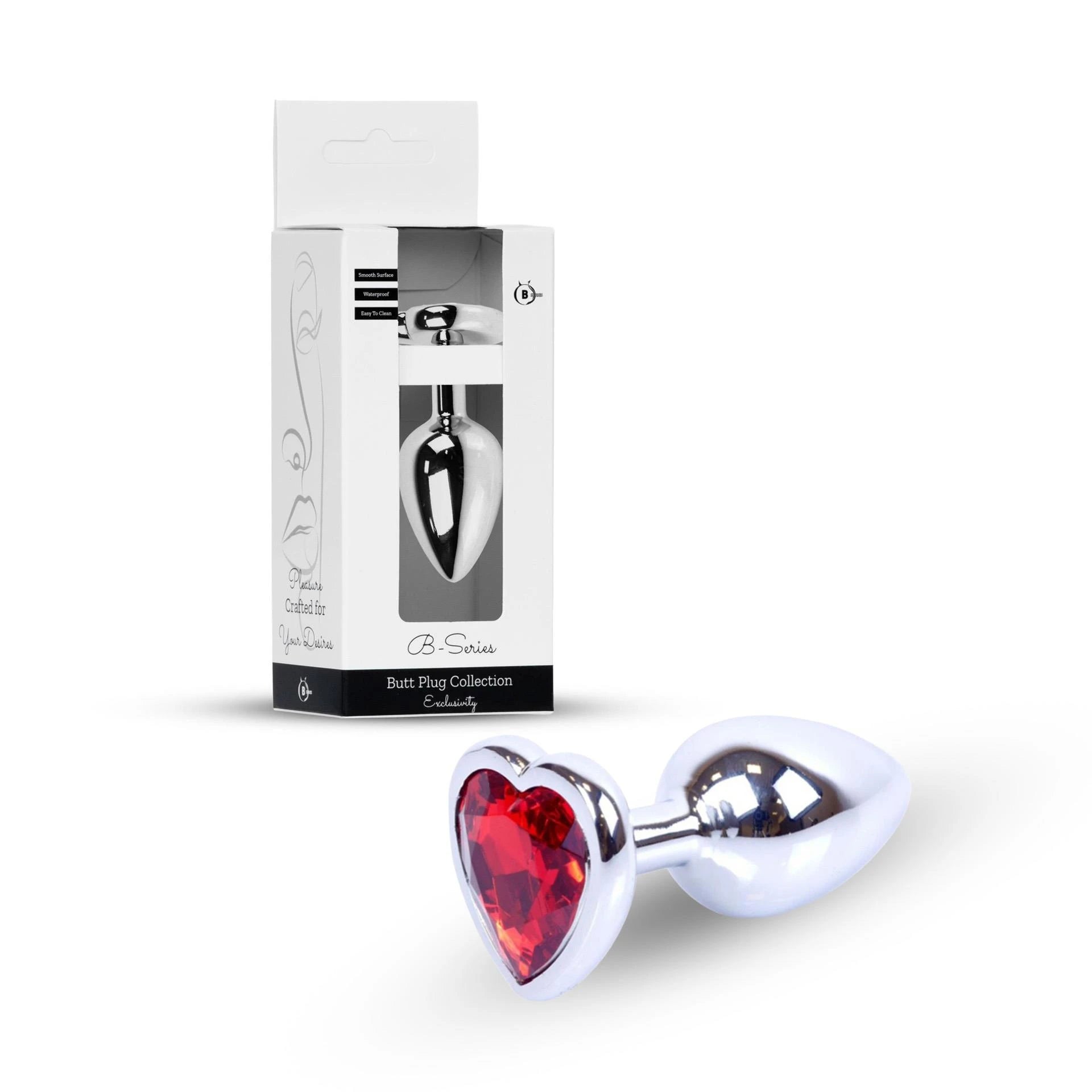 Plug-Jewellery Silver  Heart PLUG- Red