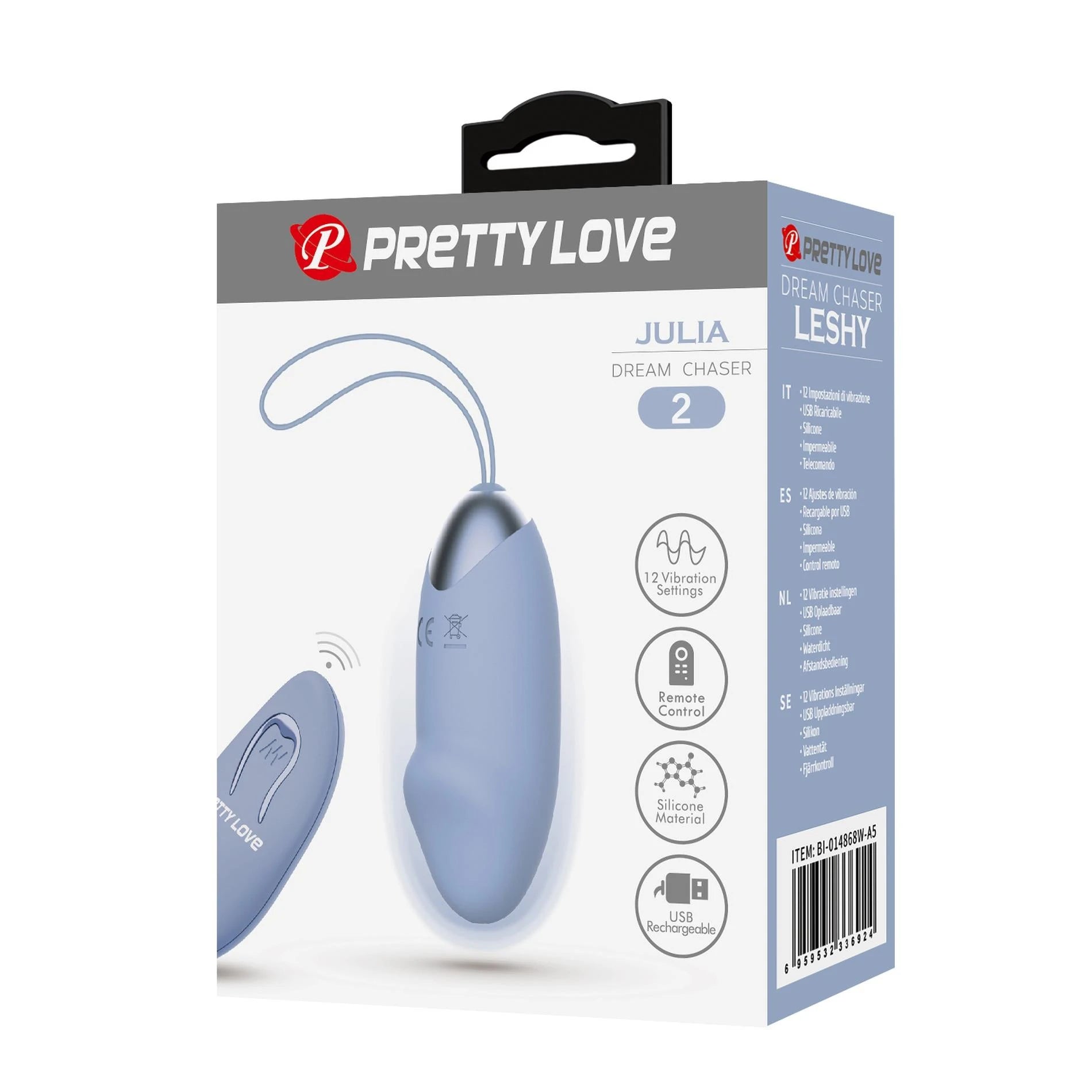 PRETTY LOVE - JULIA Dream chaser 2, bleu, Télécommande sans fil 12 fonctions de vibration