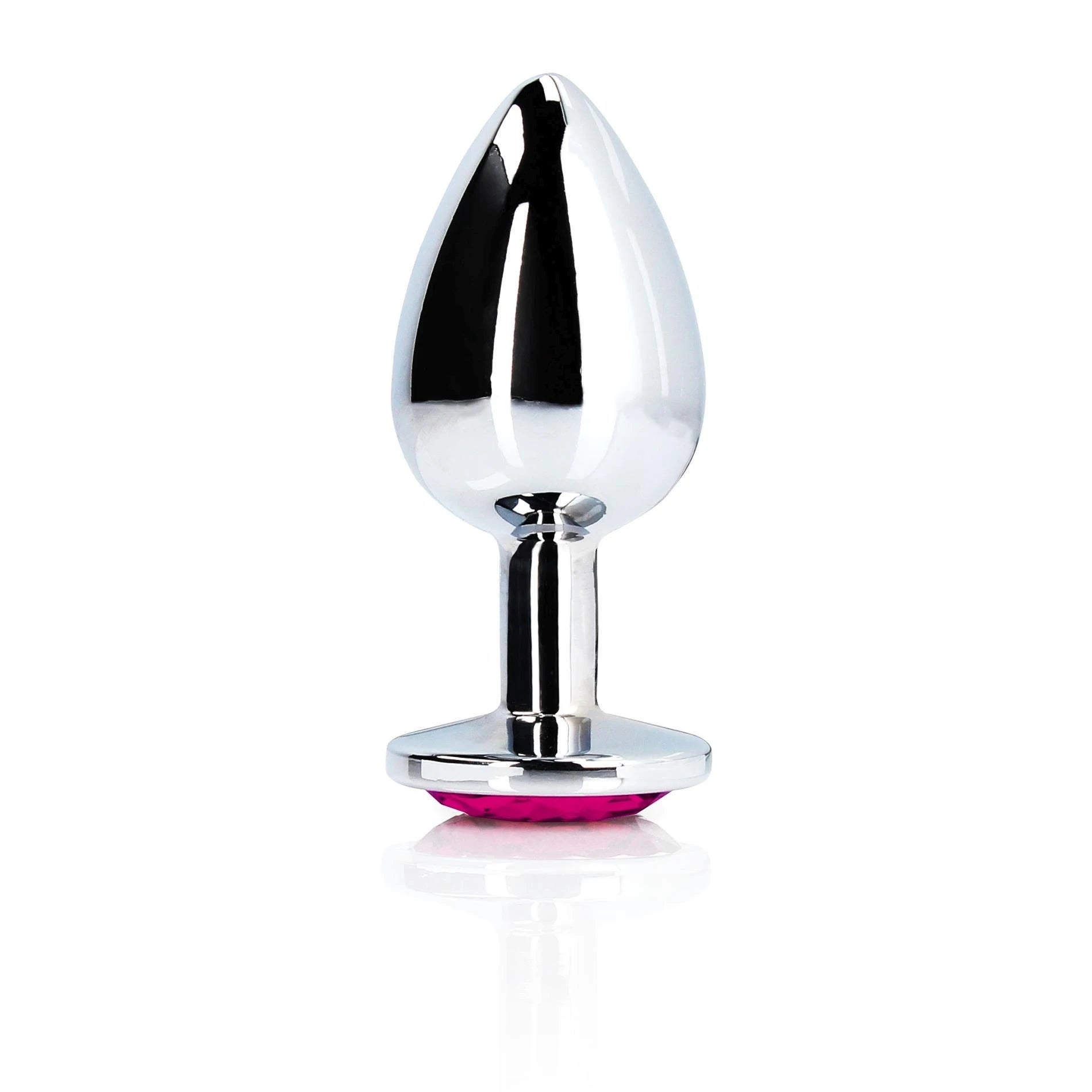 Heart Gem Butt Plug - Large - Silver/Rubellite Pink