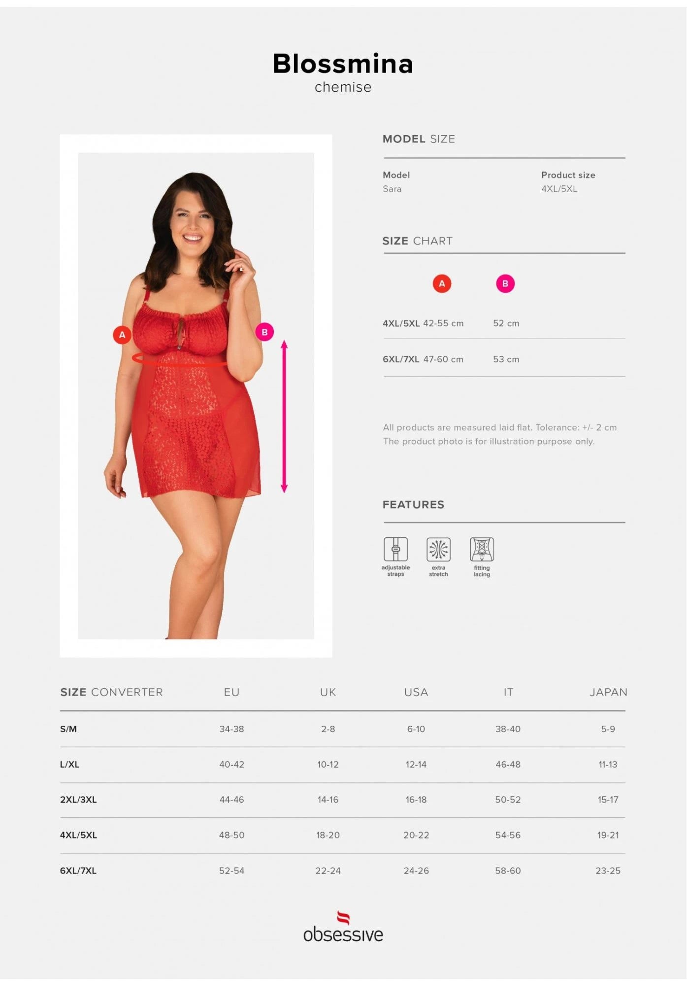 Lingerie - Blossmina chemise and thong 6XL/7XL