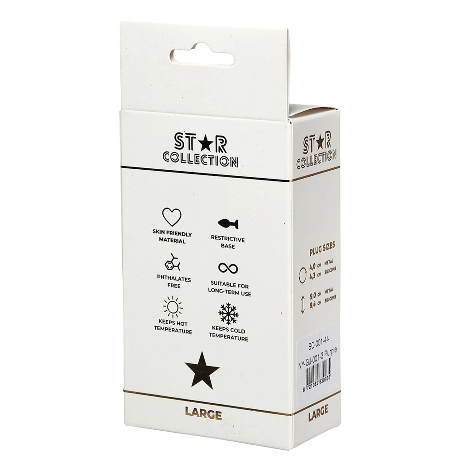 Star Collection - Plug anal en silicone violet taille L - Pierre violette