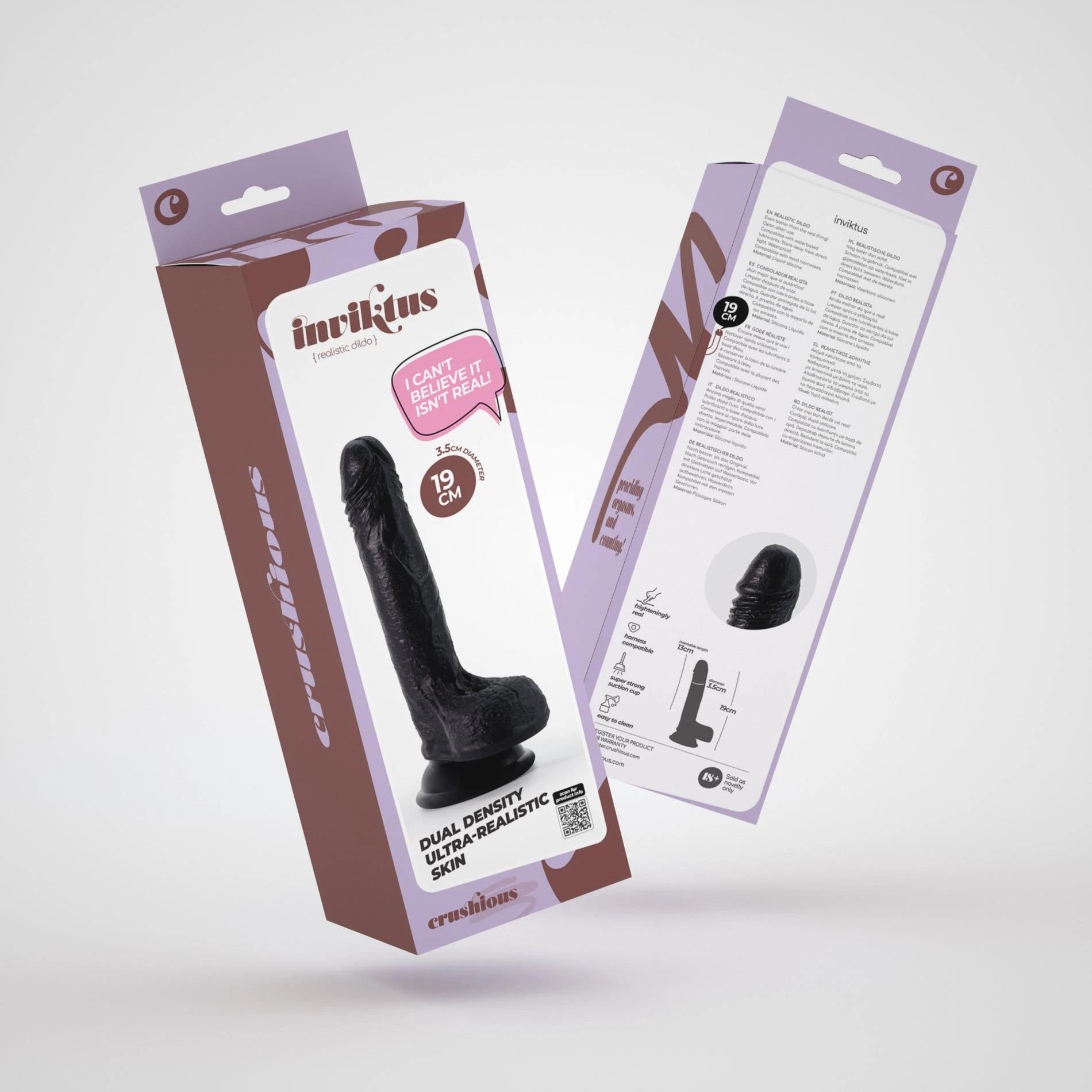 Inviktus - Liquid Silicone Dildo - 7 / 19 cm - Black