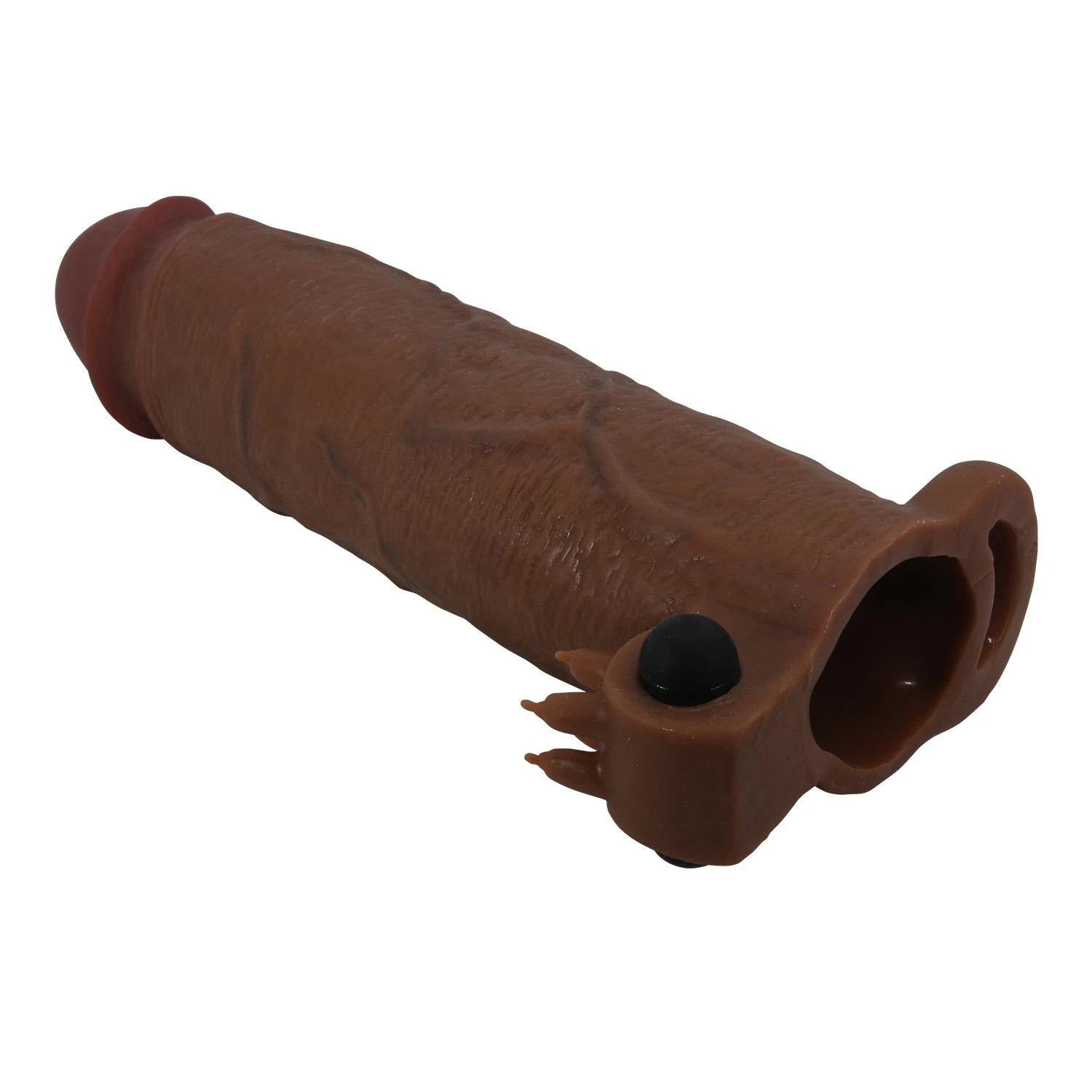 Pretty Love Xerxes – 22 cm Vibrating Penis Sleeve, Dark Brown