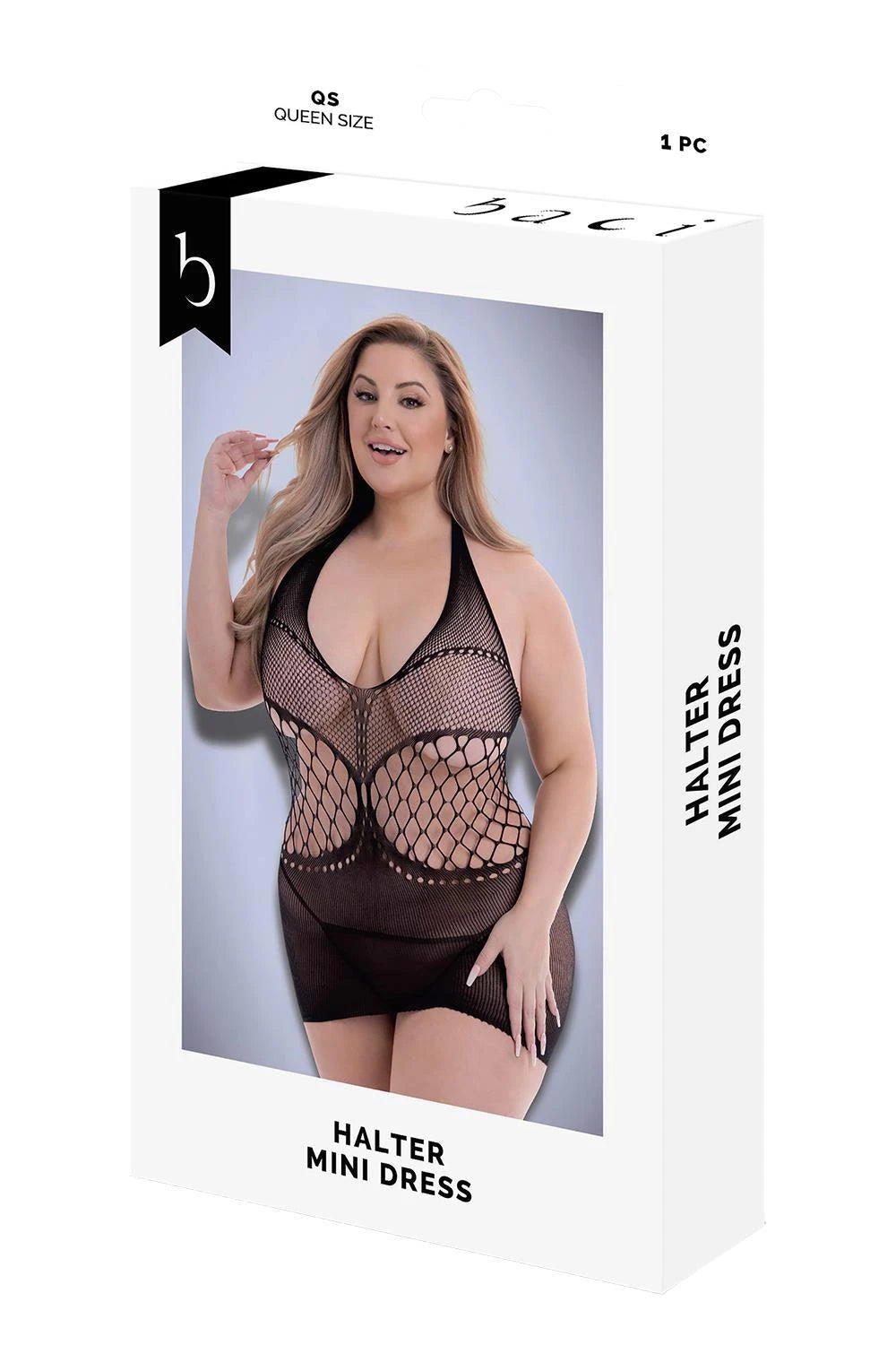 KISS HALTER MINI DRESS BLACK, QUEEN