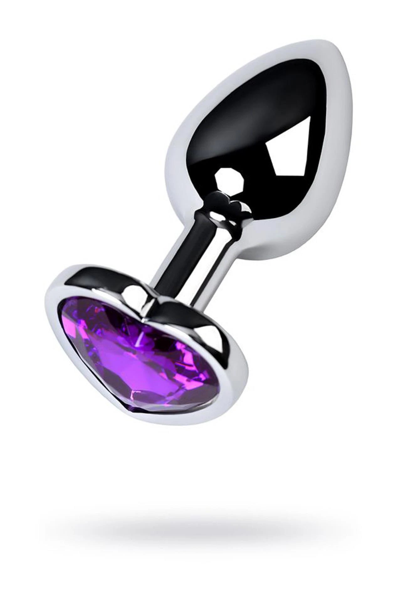 Plug anal en argent avec cœur gemme violet