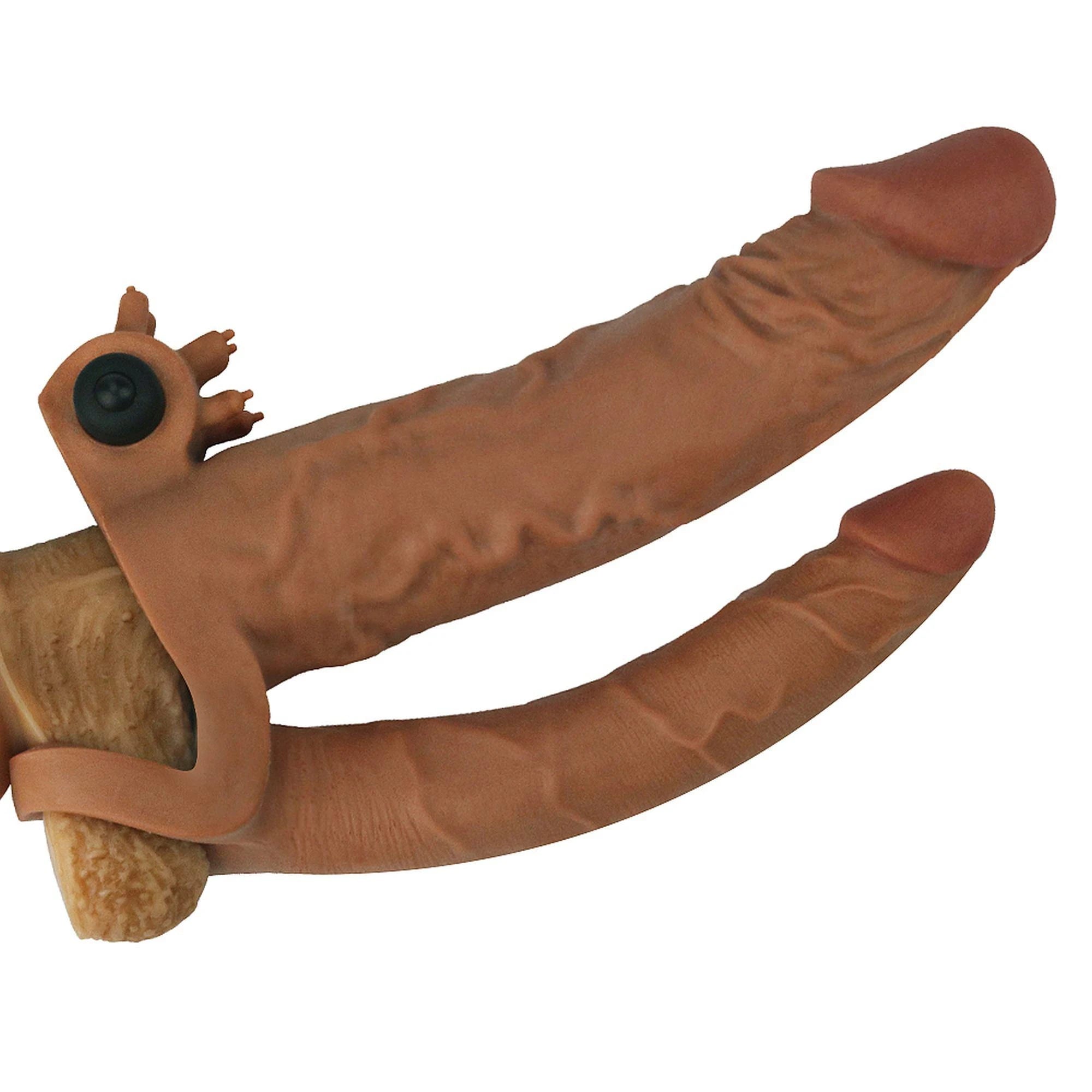 Add 2″ Pleasure X Tender Vibrating Double Penis Sleeve