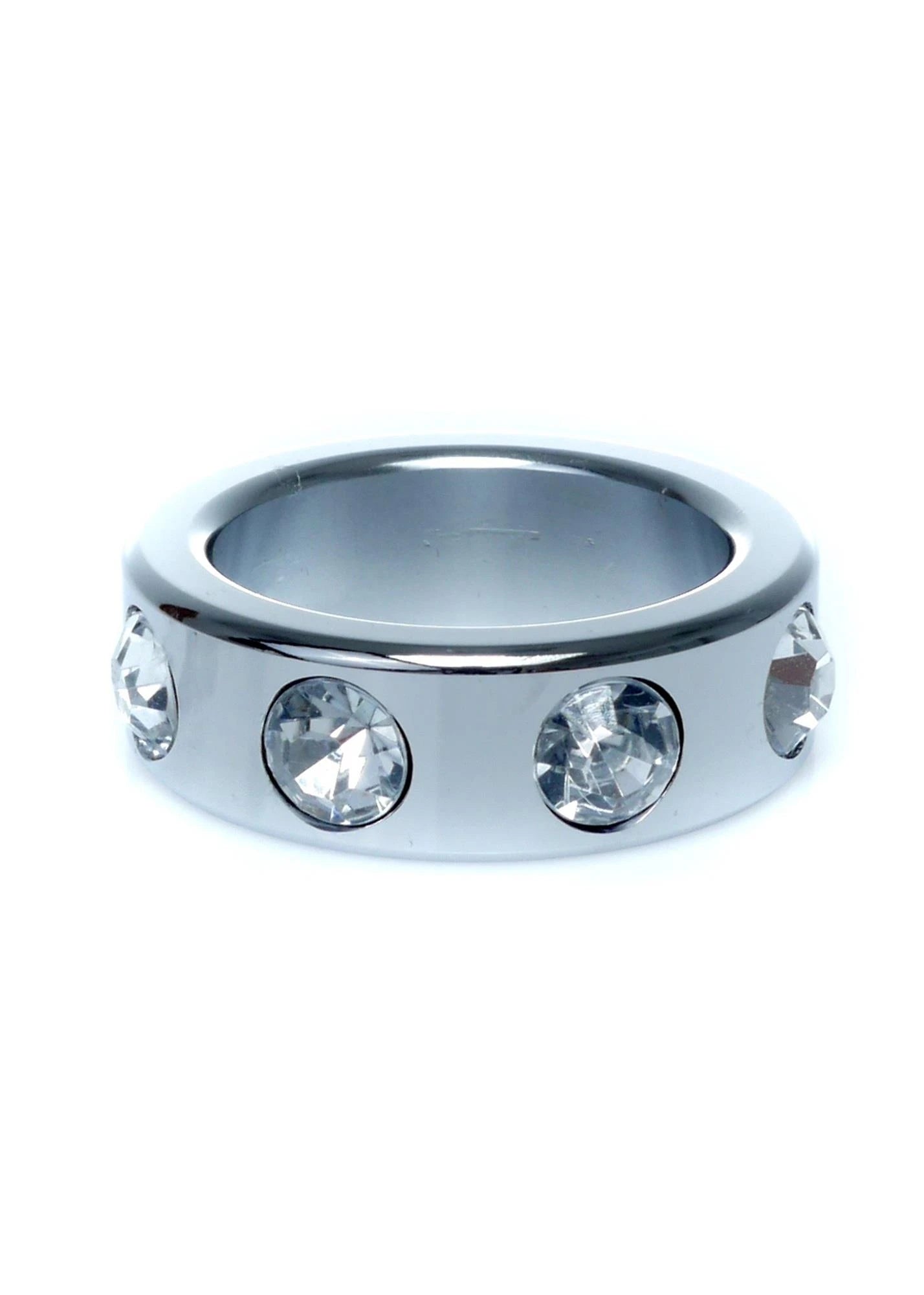 Anneau pénien en métal avec diamants de cristal - Petit