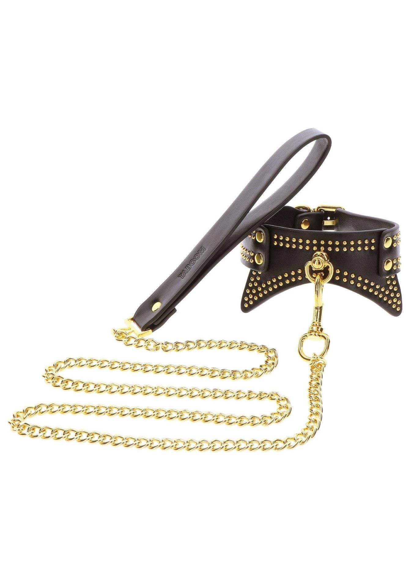 Collier et laisse cloutés noirs