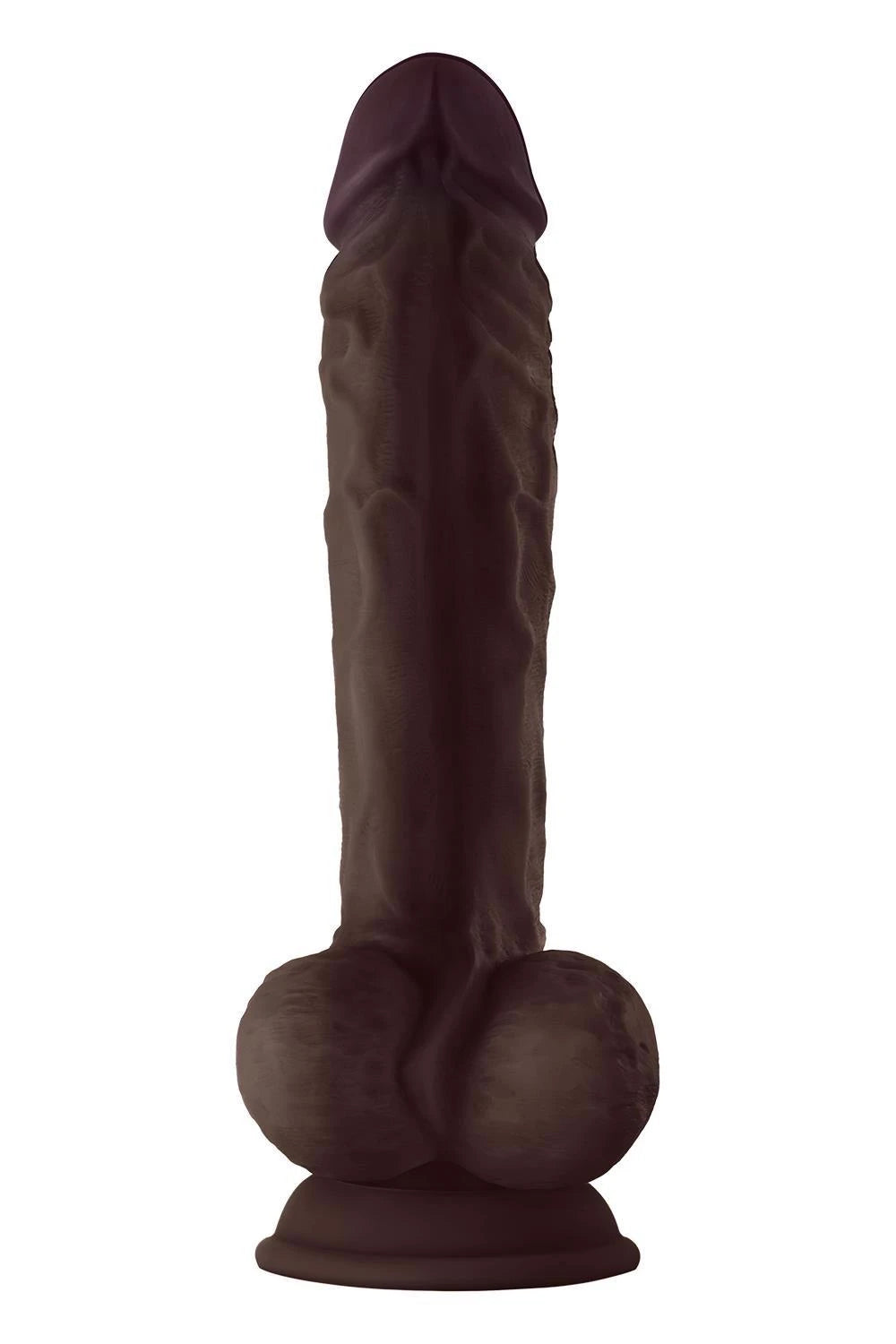 SHAFT MODEL A 10.5 INCH LIQUID SILICONE DONG WITH BALLS MAHOGANY