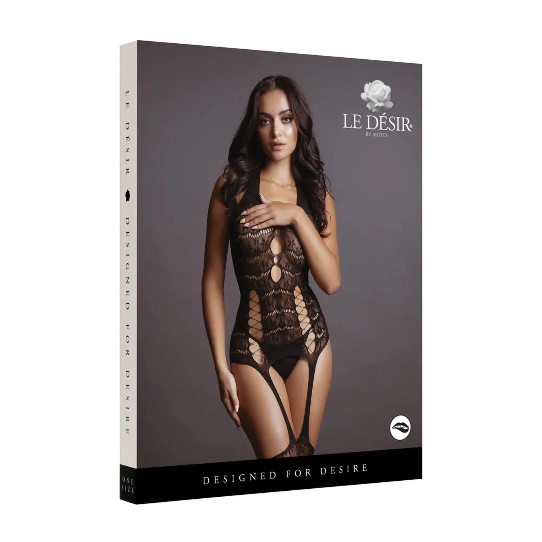 Lace Suspender Bodystocking - One Size - Black