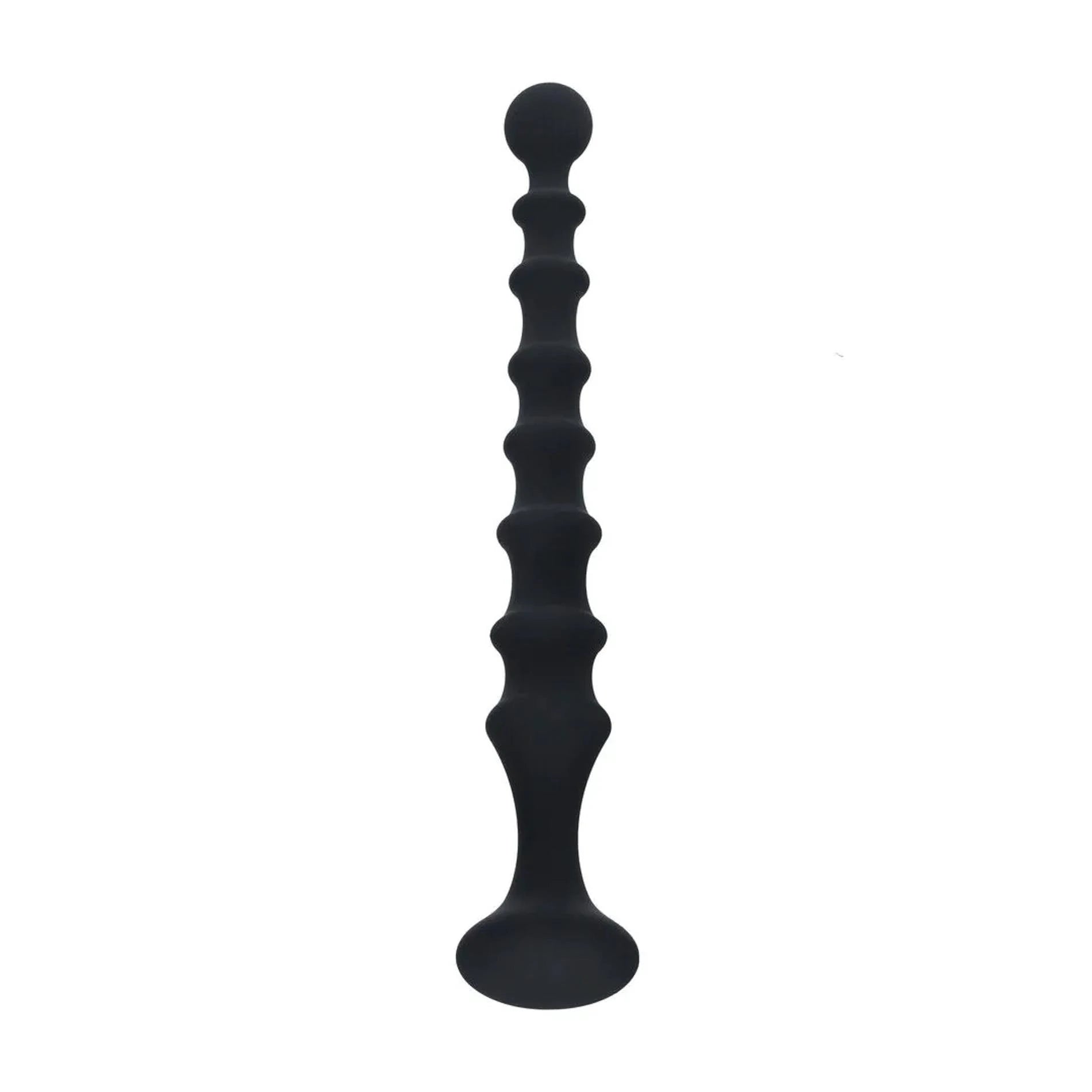 Ribbed Silicone Flared Anal Probe - Black