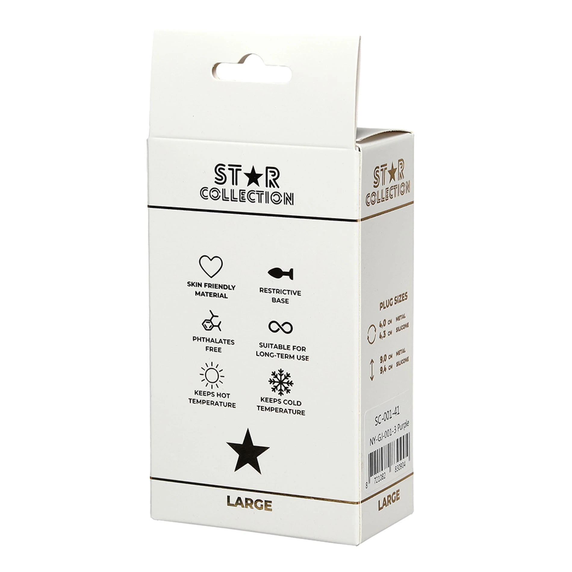 Star Collection - Plug anal en silicone violet taille L - Pierre transparente